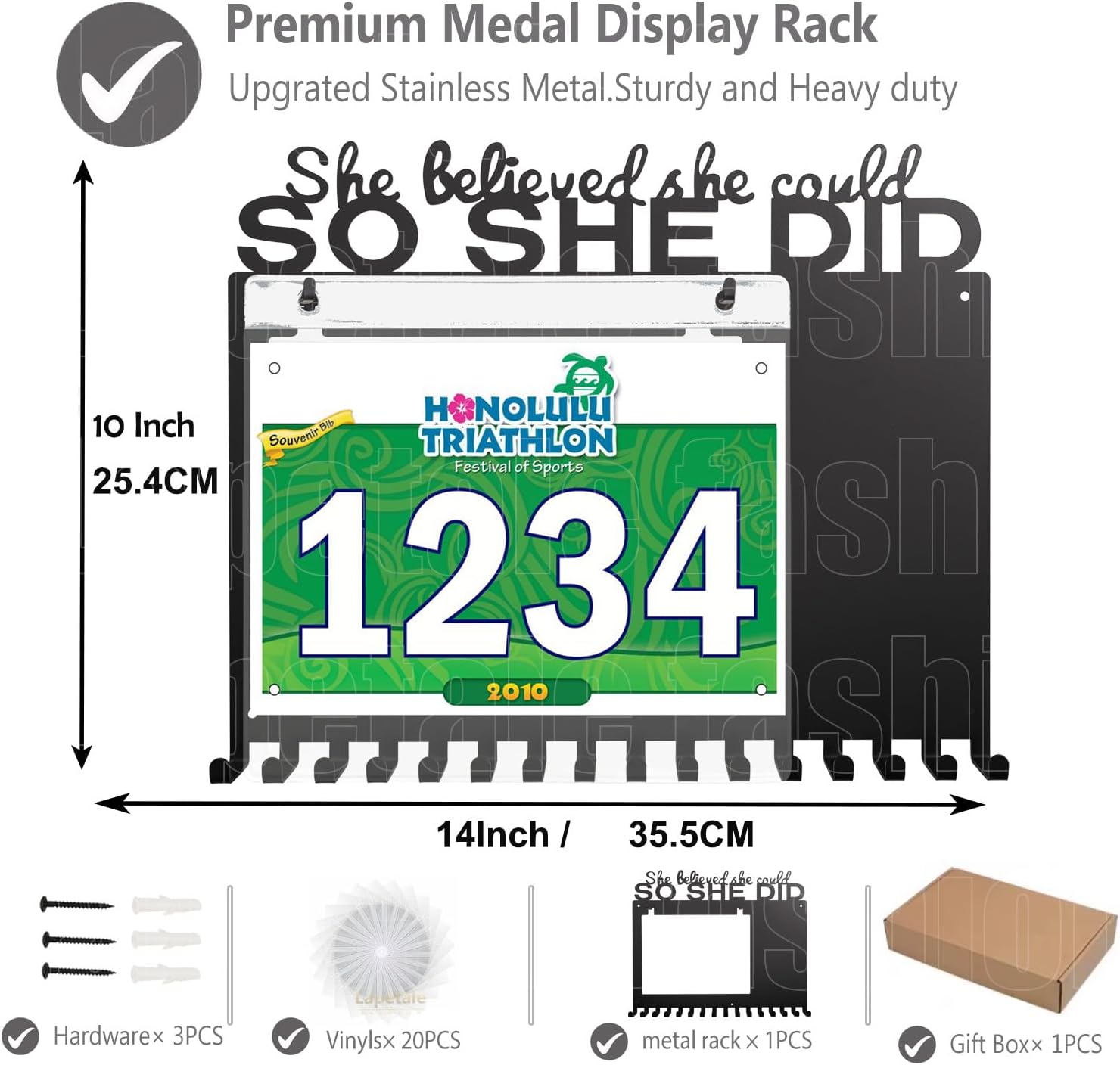 She Believed She Could SO SHE DID Race Medal Holder Wall Hanger,Marathon Medal Display and Runner Medal Hanger