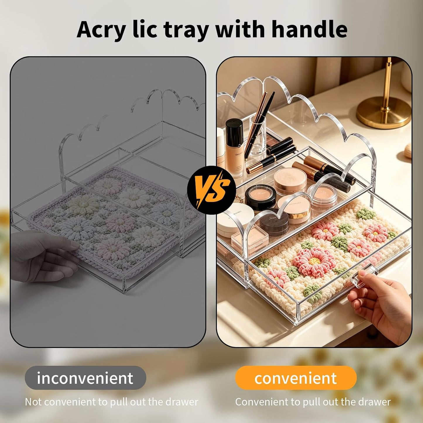 Acrylic Tray / Scalloped Acrylic Tray / 7*7*2.5in / Clear / 7 x 7