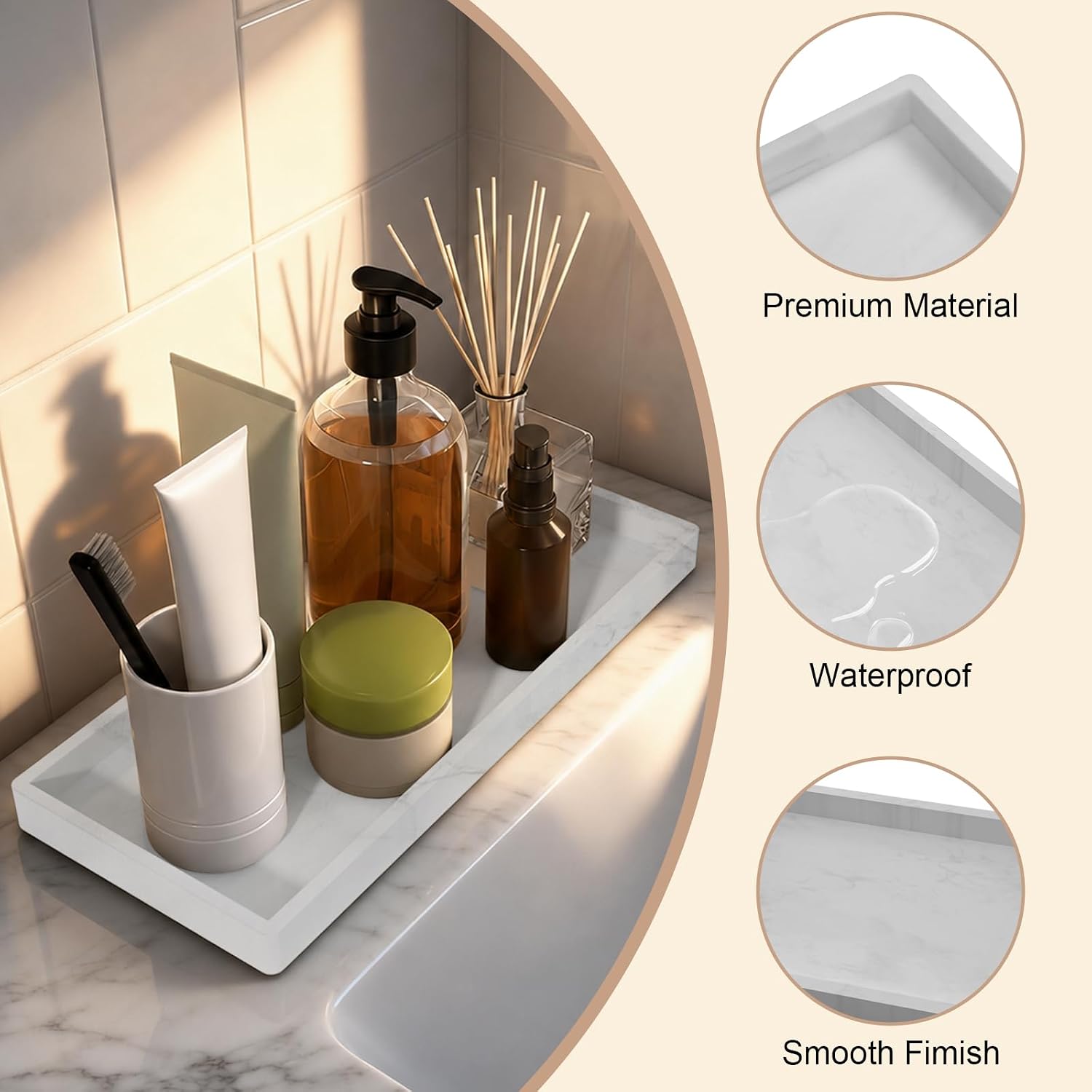 Bathroom Vanity Tray / 2marble / 8 x 5 / 2PCS11. / Set of 2