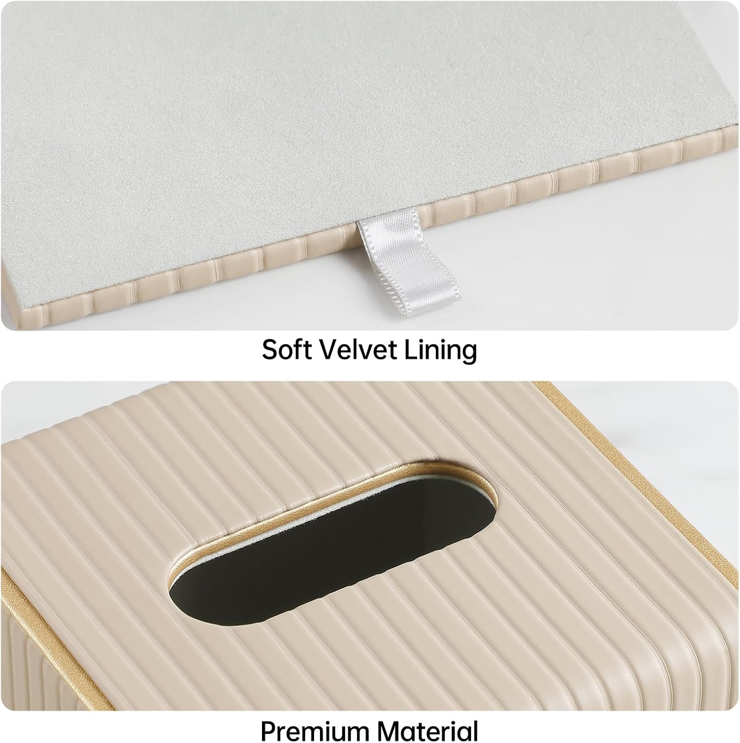 Square PU Leather Tissue Box Cover / Square Beige