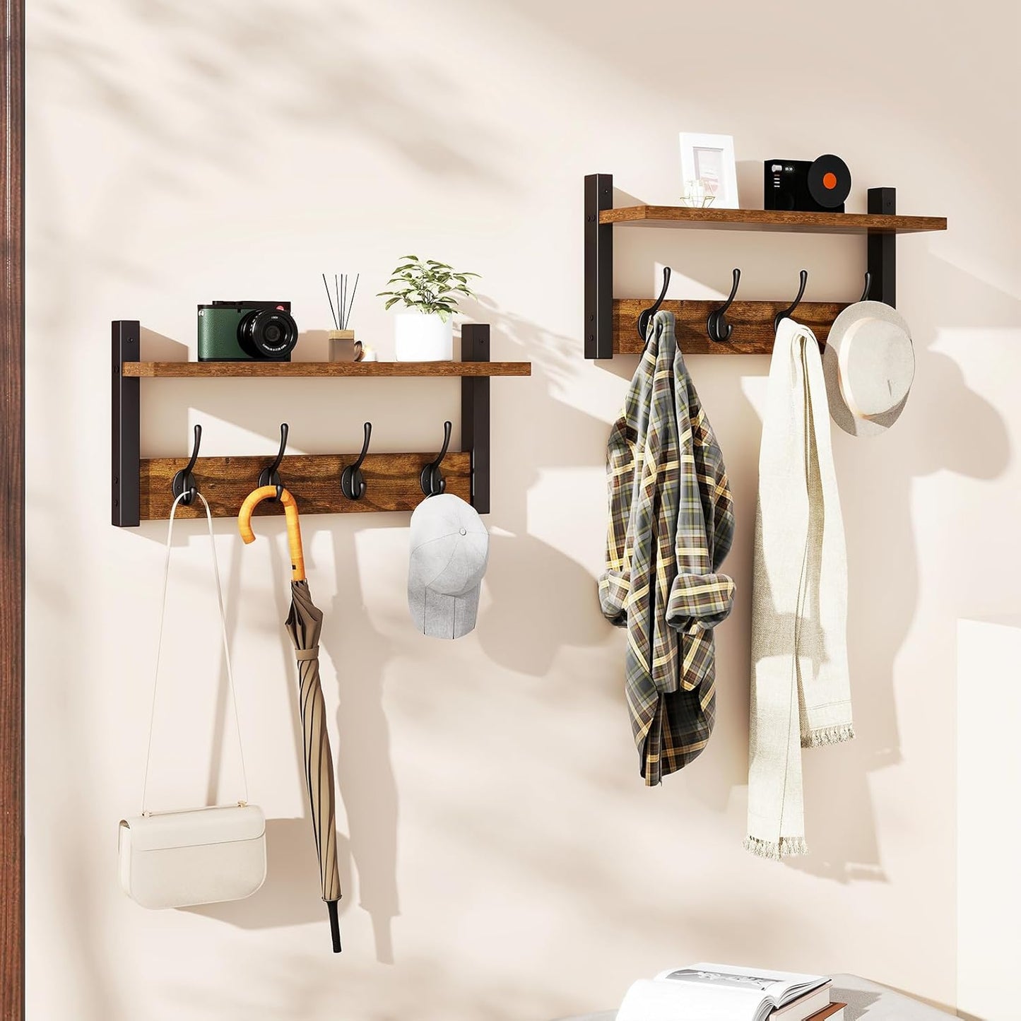 8 Hooks / Coat Hooks / Rustic Brown / 31.5 / Set of 2