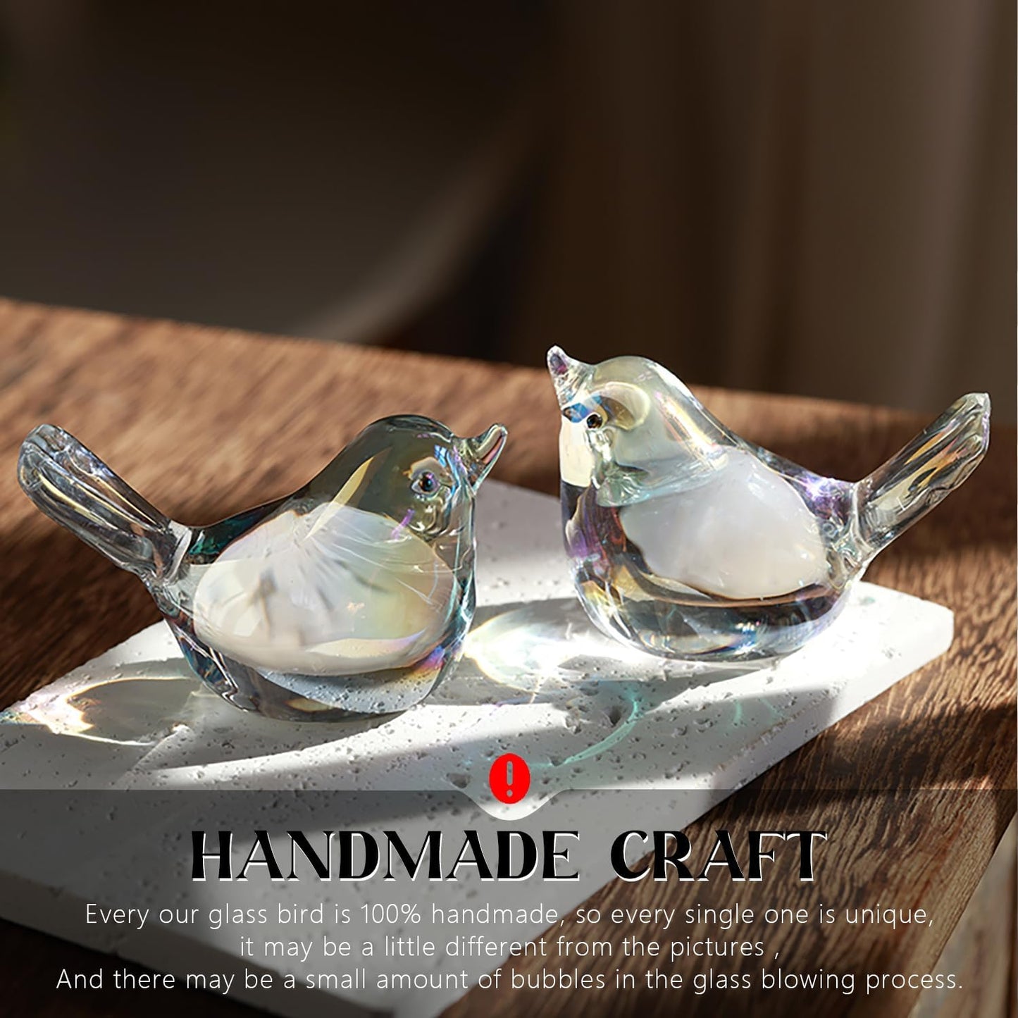 Glass Birds Figurines Handmade Blown Glass Bird Figurine Crystal Glass / Ab Coating / Set of 2