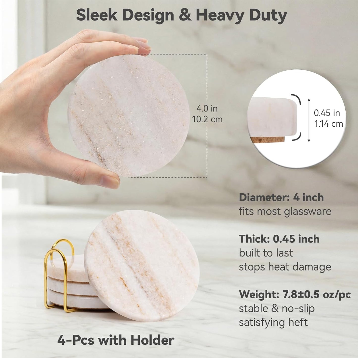 Holder / Neutral Drink Coasters / Creamy White / Set of 4