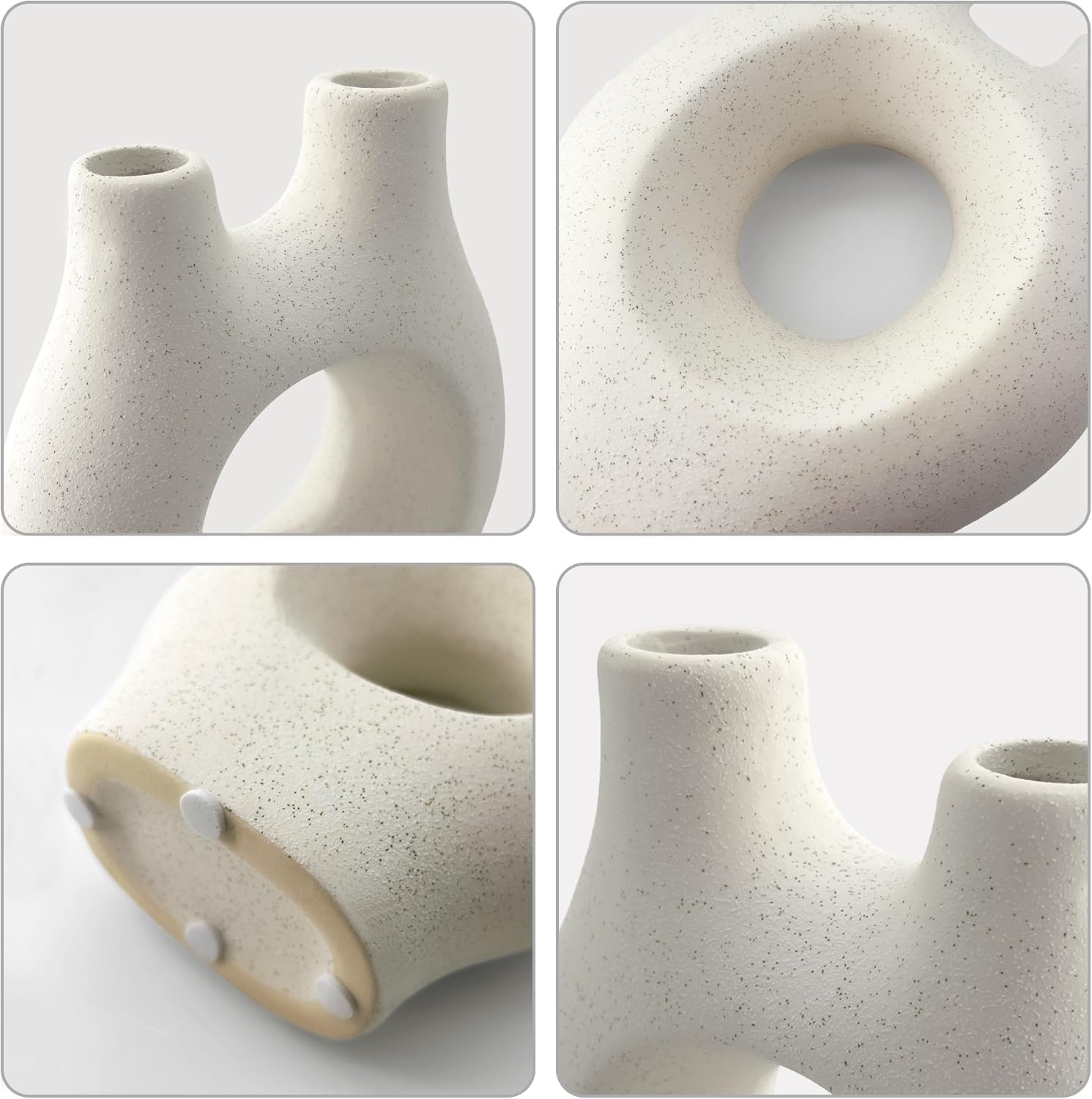 Donut Ceramic Vase for Flowers / White