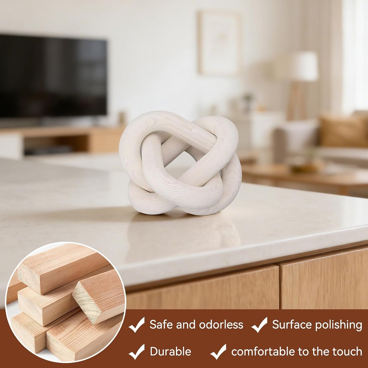 Wood Chain Link Decor / White