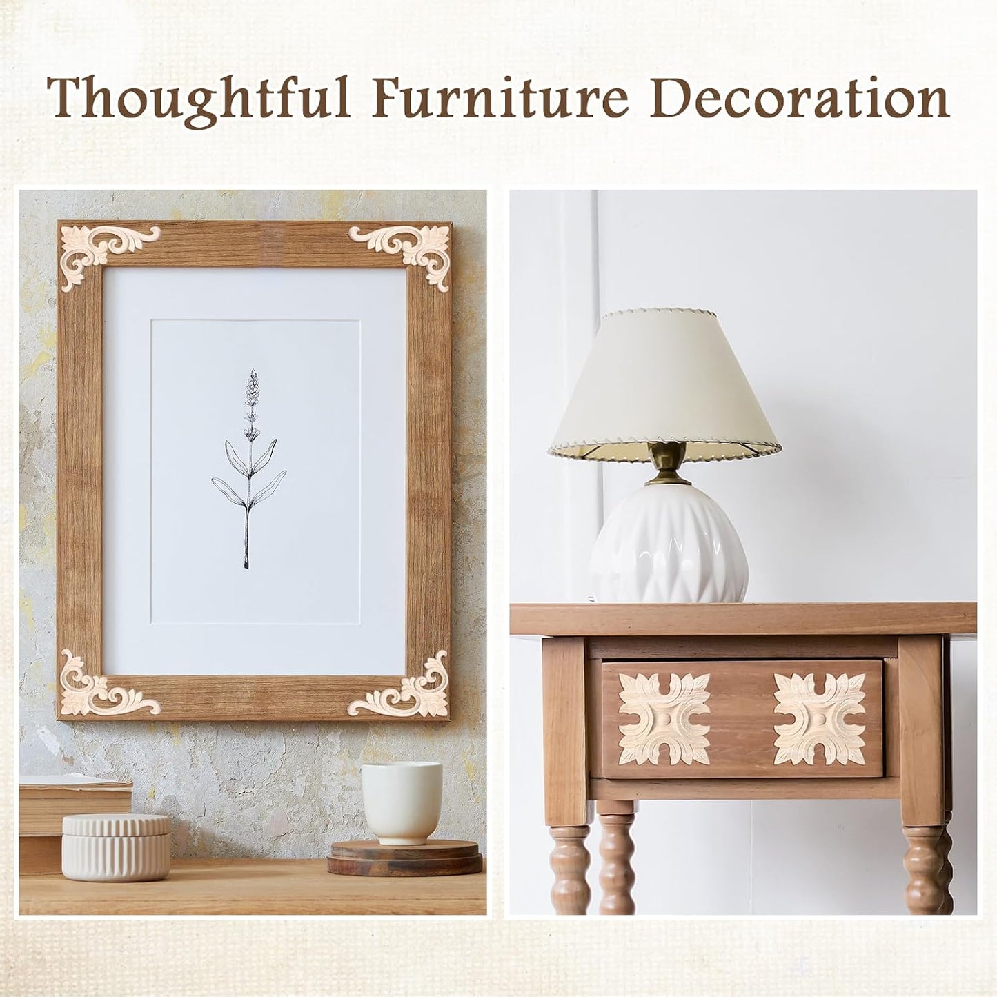Wood Appliques and Onlays for Furniture Carved Onlays DIY / Classic Style / Large Size / Set of 8