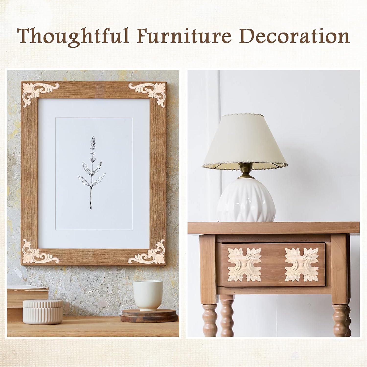 Wood Appliques and Onlays for Furniture Carved Onlays DIY / Classic Style / Large Size / Set of 8