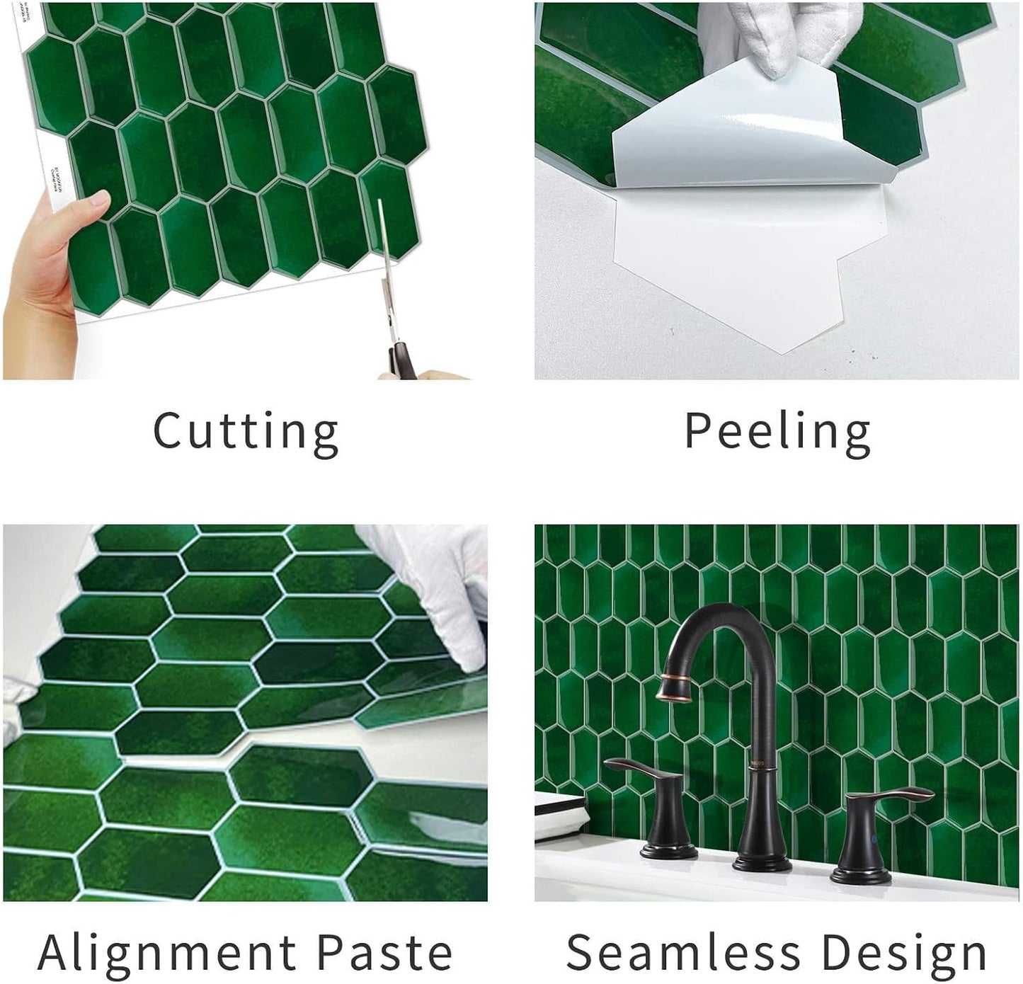 3D Waterproof Self-Adhesive Wall Tile Stick on Backsplash / Emerald Green