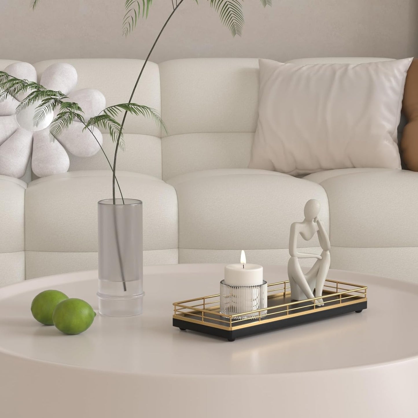 Wooden Decorative Tray / Gold / 11 x 4.3 x 1.5