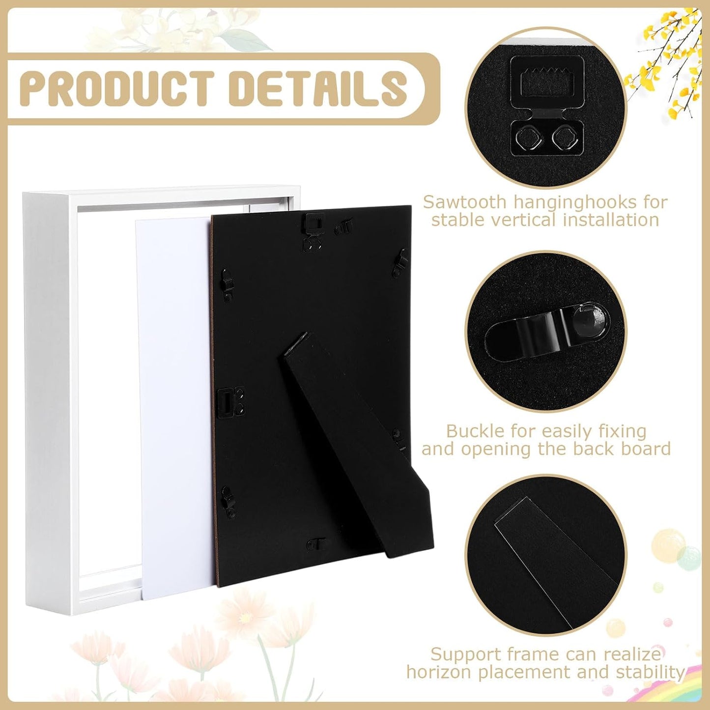 6 Pieces Shadow Box Picture Frame, White, 8 X 10 Inch | Deep Display Case for Graduation Medals Wedding Crafts Pins
