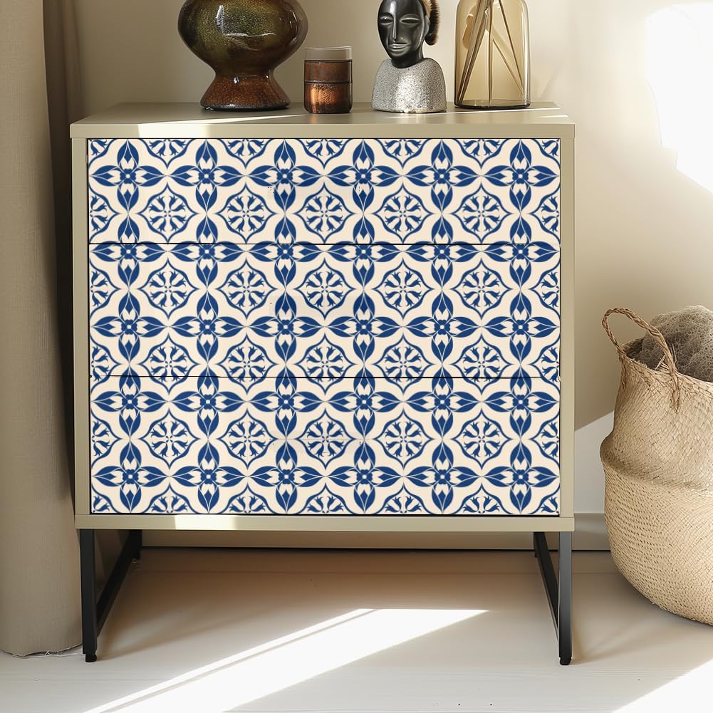 Beige Tile Sticker Decal Easy to Peel and Stick Self-Adhesive Wall Tile Decals / Blue / Set of 36