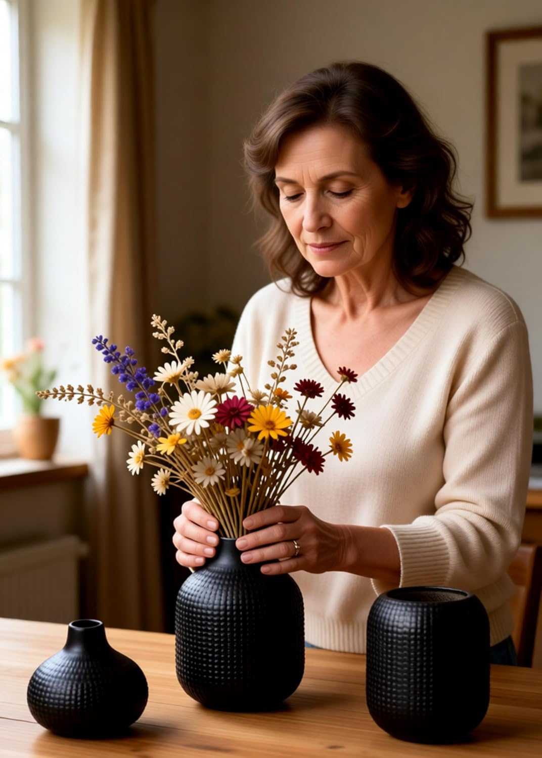 Black Ceramic Vases for Decor / 14 Black / Set of 3