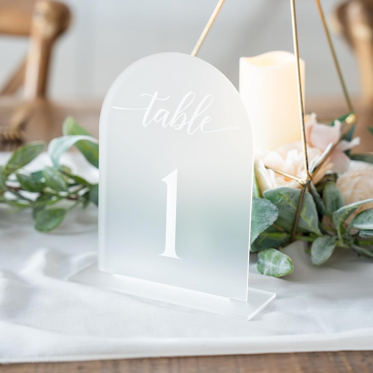 Frosted Arch Acrylic Table Numbers for Wedding Reception -20 Pack 5" x 7" White Font Table Number Centerpiece Set with