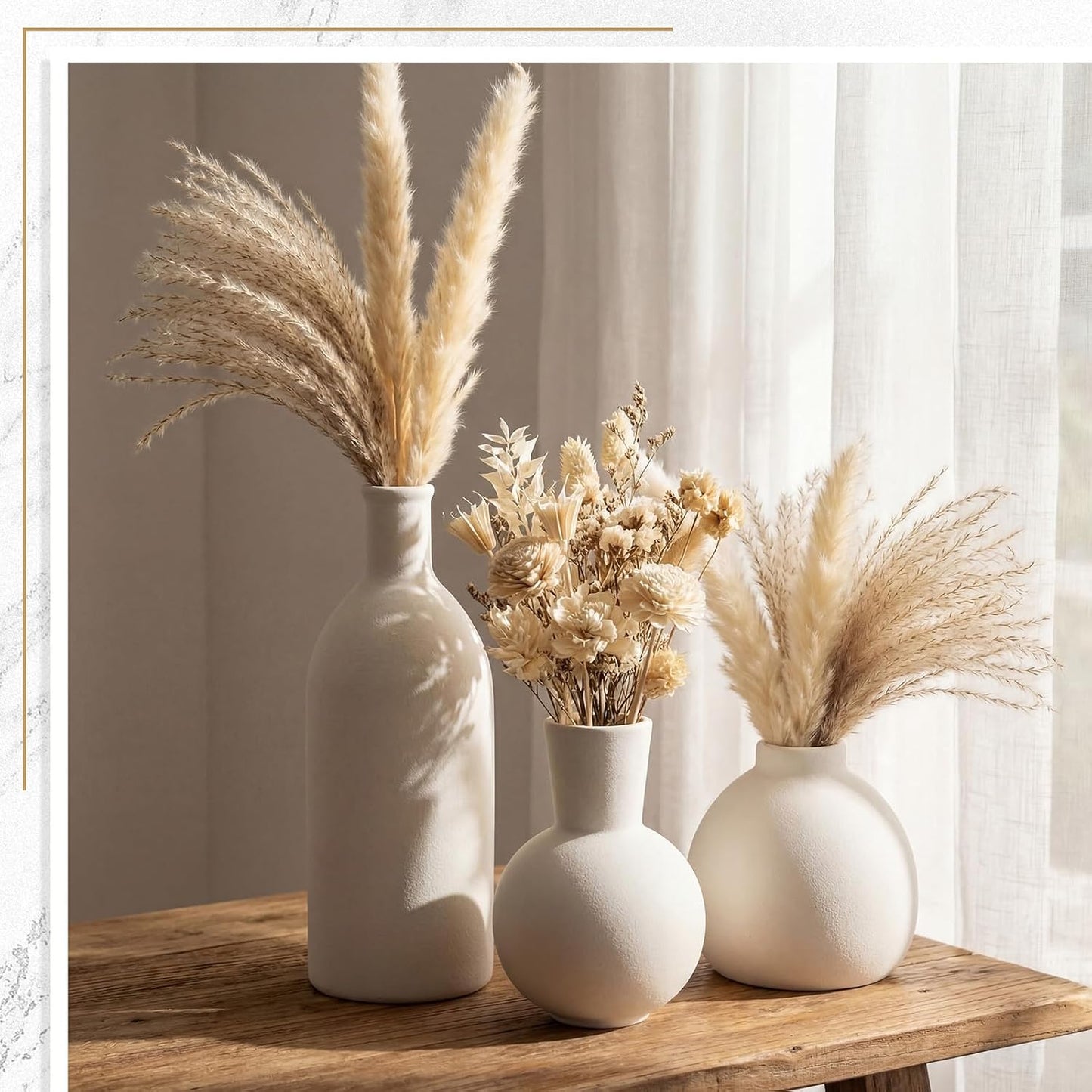 Country Style Ceramic Vase Set Table Centerpieces / White / Set of 5