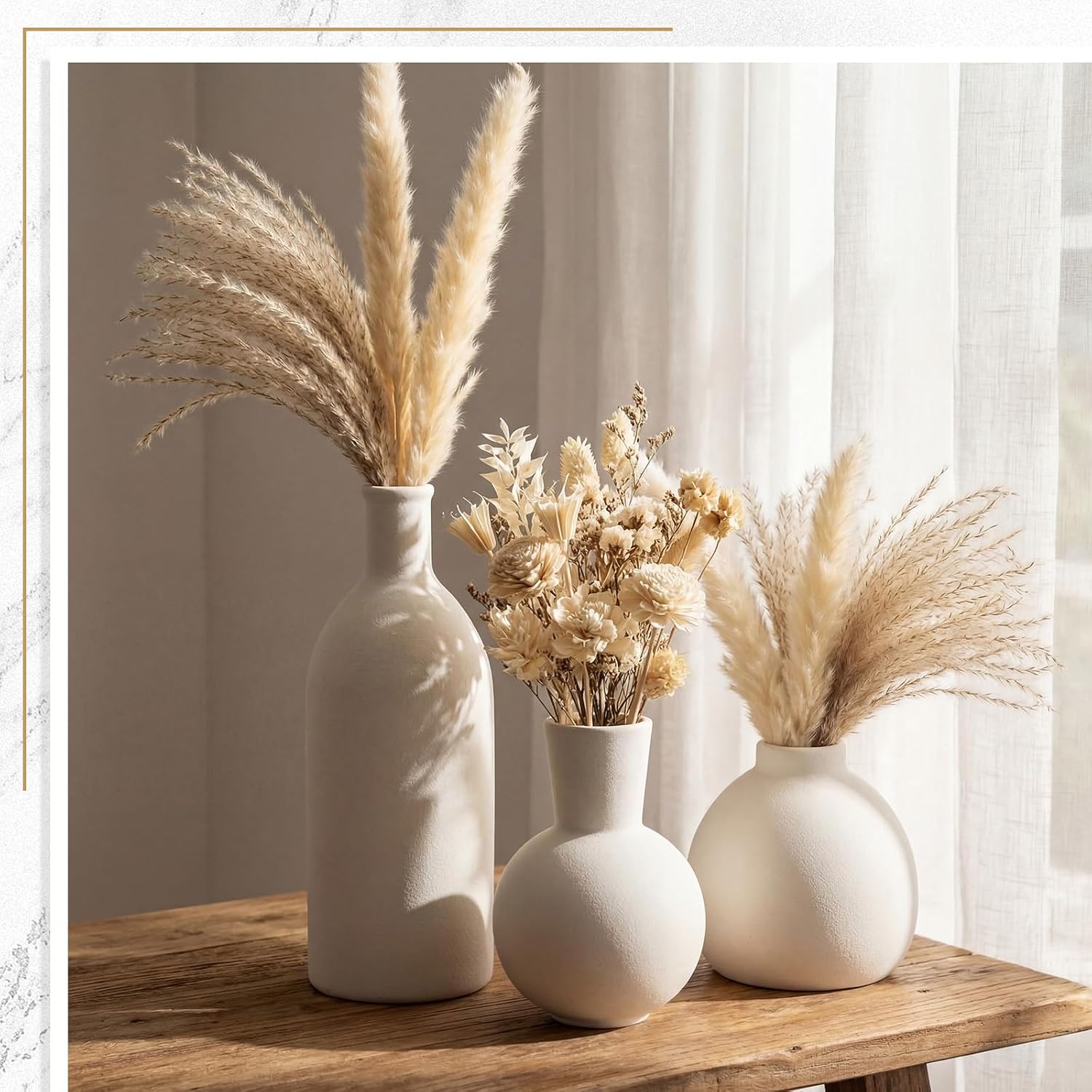 Country Style Ceramic Vase Set Table Centerpieces / White / Set of 5