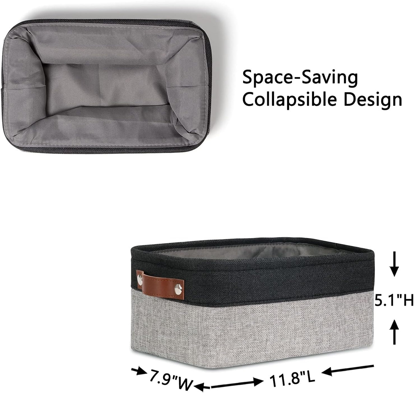 Small Storage Baskets / Black&grey / 11.8 x 7.9 x 5.1 / Small/6p