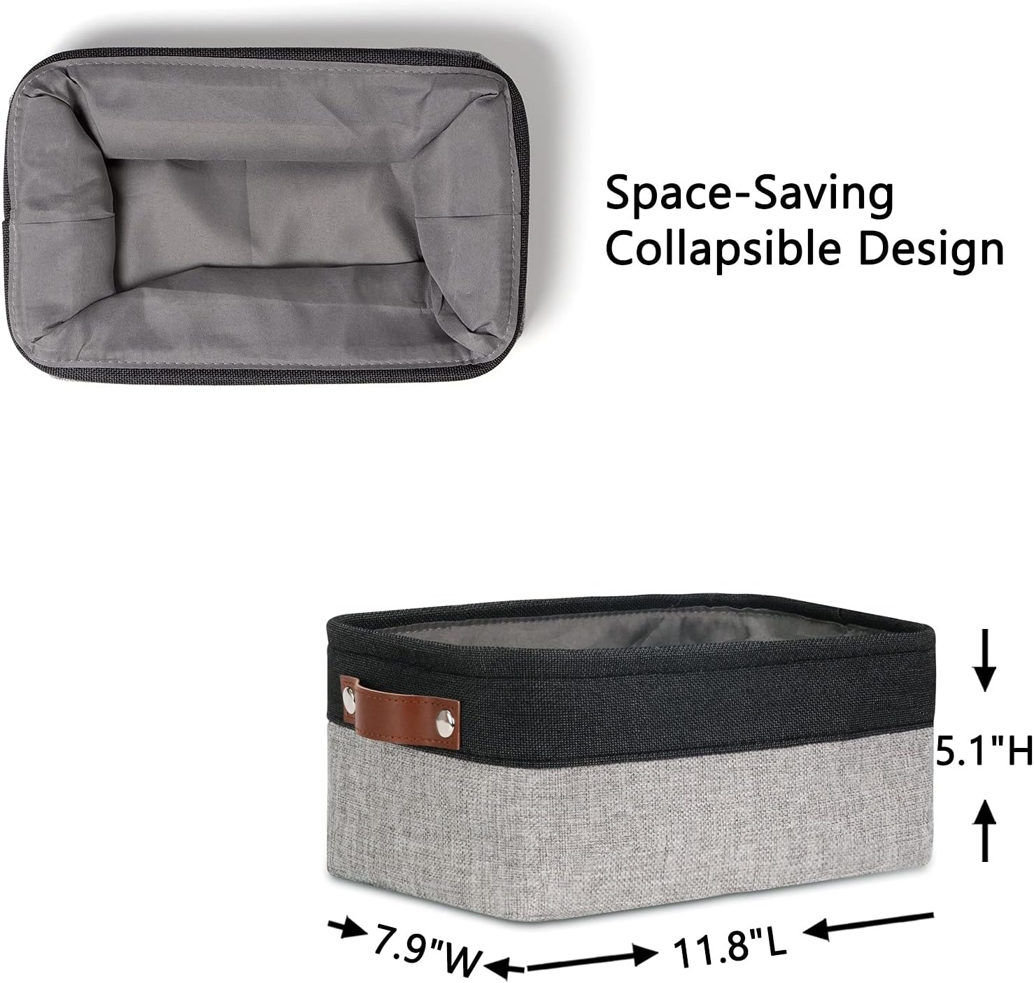 Small Storage Baskets / Black&grey / 11.8 x 7.9 x 5.1 / Small/6p