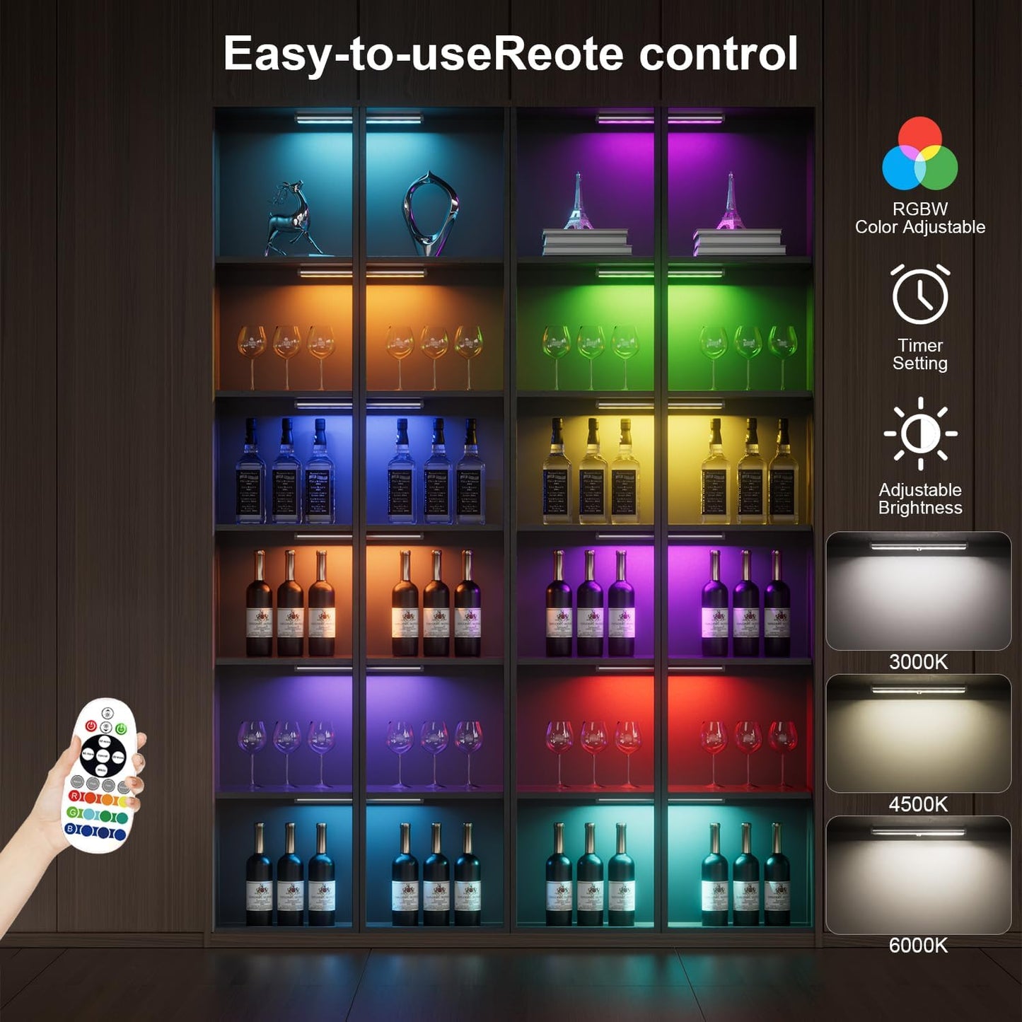 Under Cabinet Lighting ,15 Colors Motion Sensor Light Indoor Night Lights with Remote,58LED RGB Under Cabinet Lights