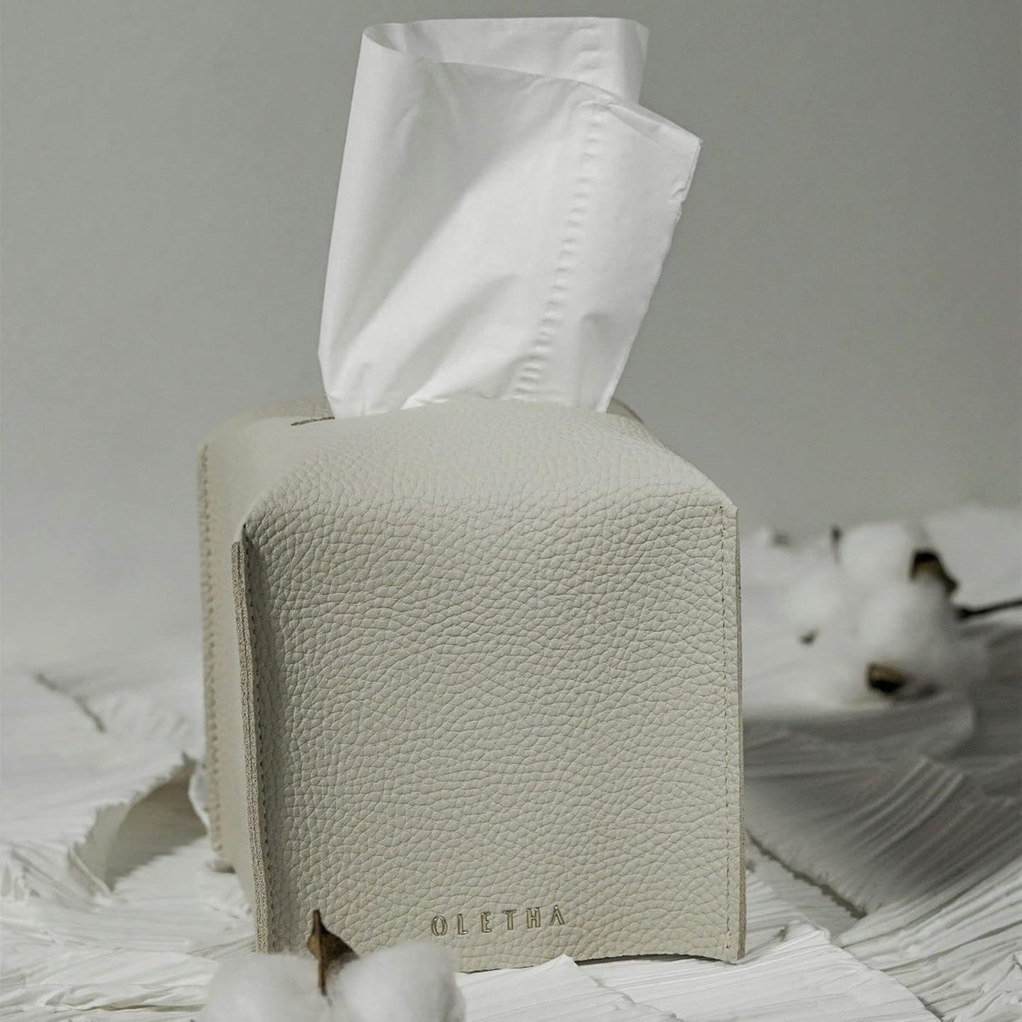 Light / Square Tissue Box Cover / Light Taupe / Set of 2