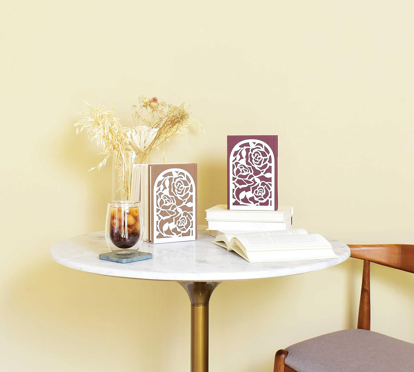 Book Stopper Metal Book Ends / Rose White