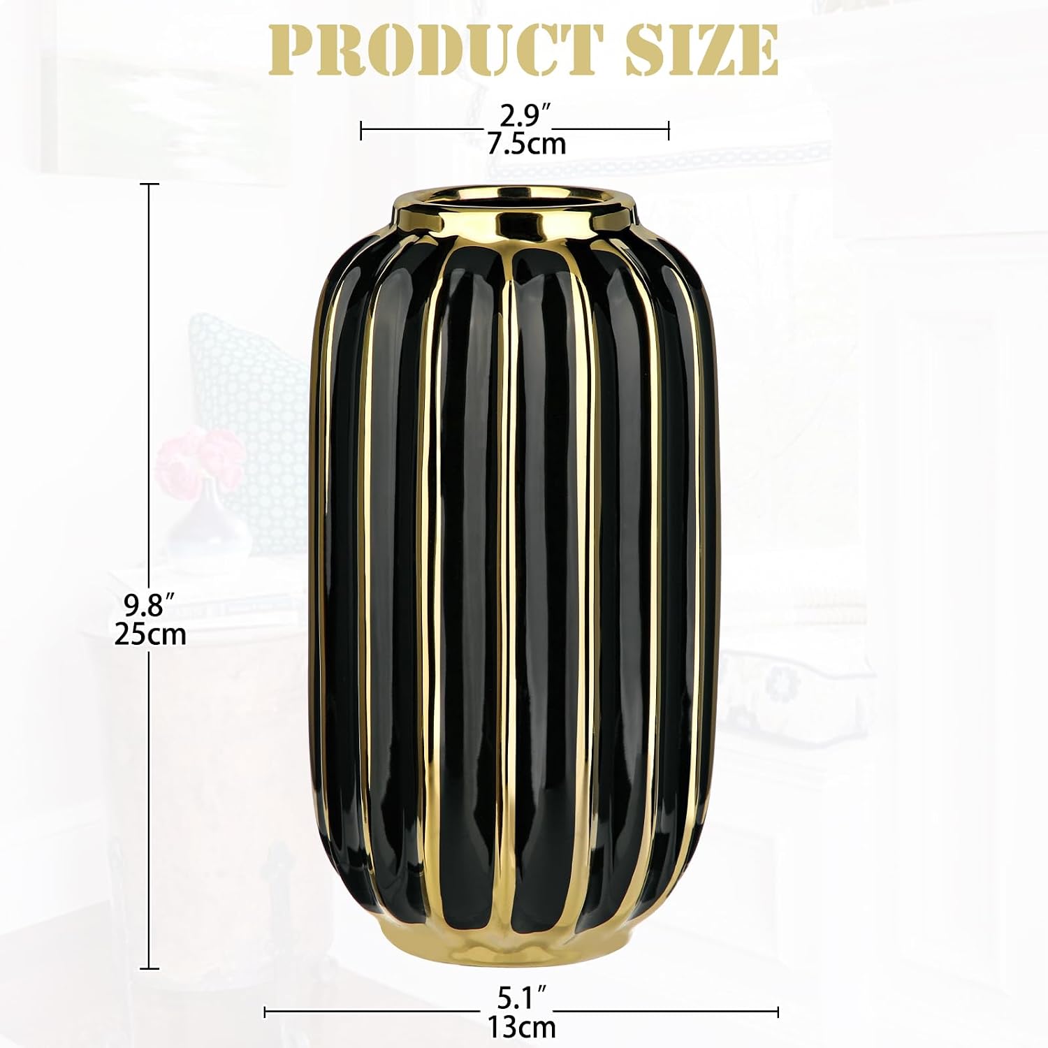 Plated Lantern Ceramic Vase Home Decor Creative Design Porcelain / 11.02'' Tallblack / Gold