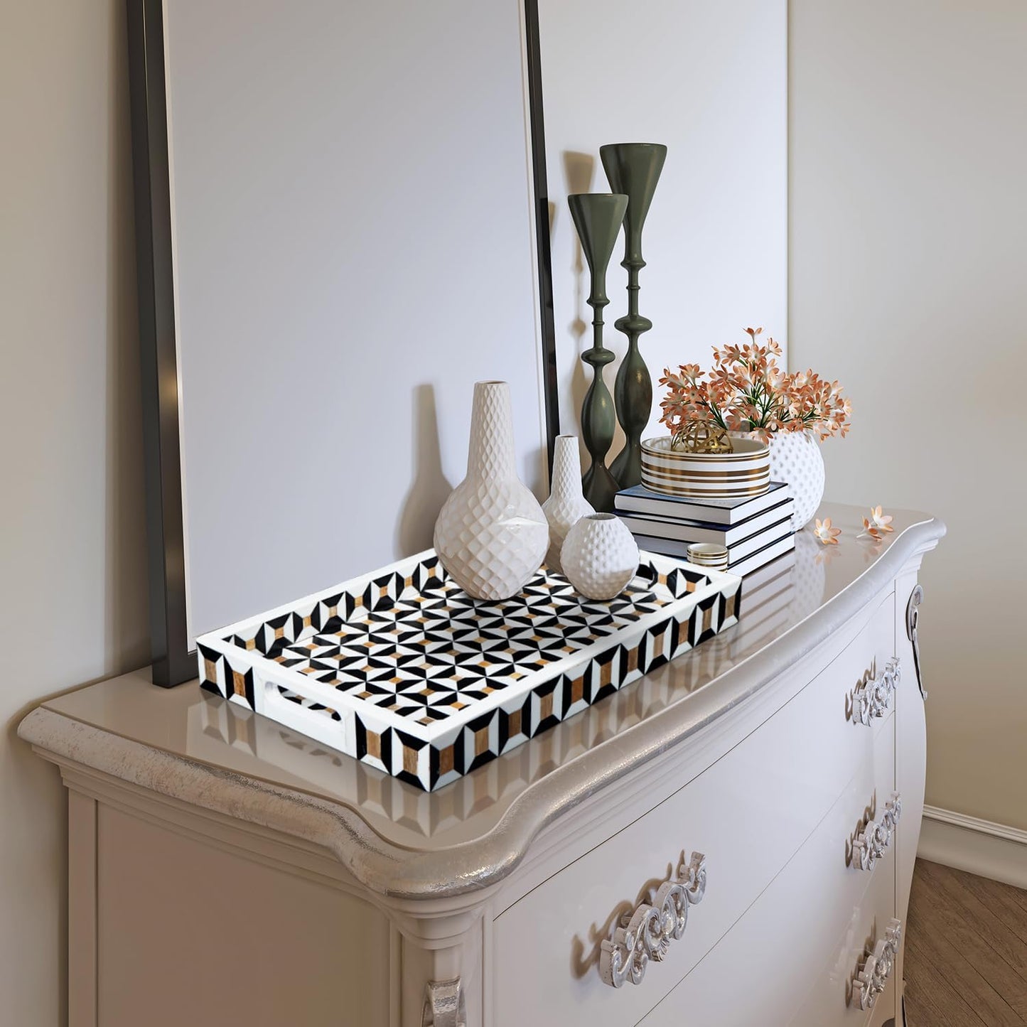 Ottoman Tray / Handmade Pattern Inspired Decorative Tray / 17 x 11 x 2 / Discovery Cypher
