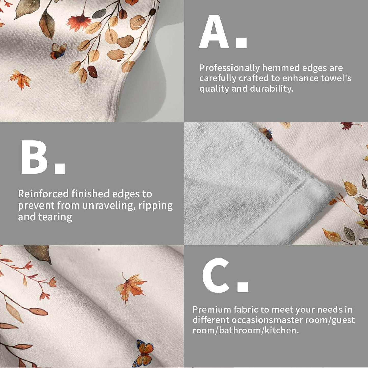 Giwawa Fall Maple Leaves Hand Towels Set of 2 Autumn Sunflower Dish Towel Soft Absorbent Guest Fingertip Bath Towel for