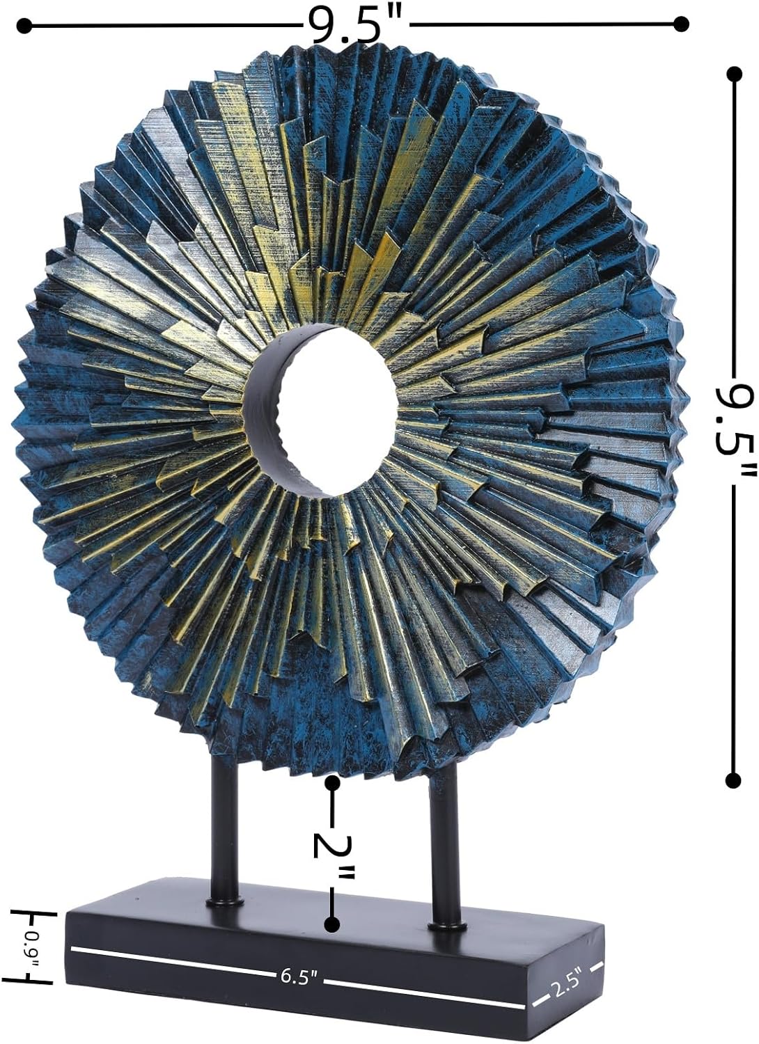 HODESumPure Gold Round Decorative Sculpture Statue Above Cabinet Home Decorations / Blue