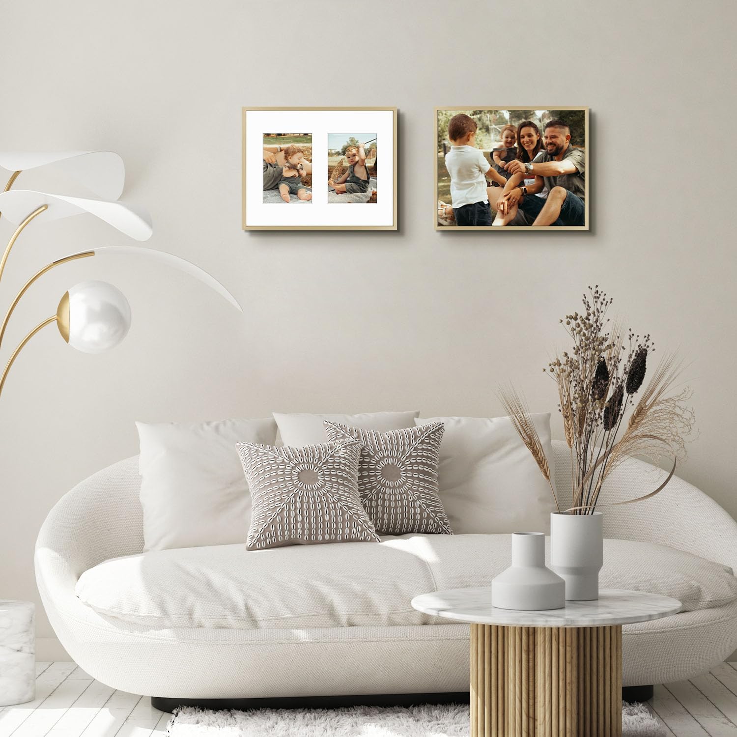 Golden State Art 11x14 Collage Frame w/Mat for 2 5x7 Photos Gold 2 Pack | Aluminum Picture Frame with Real Glass Front