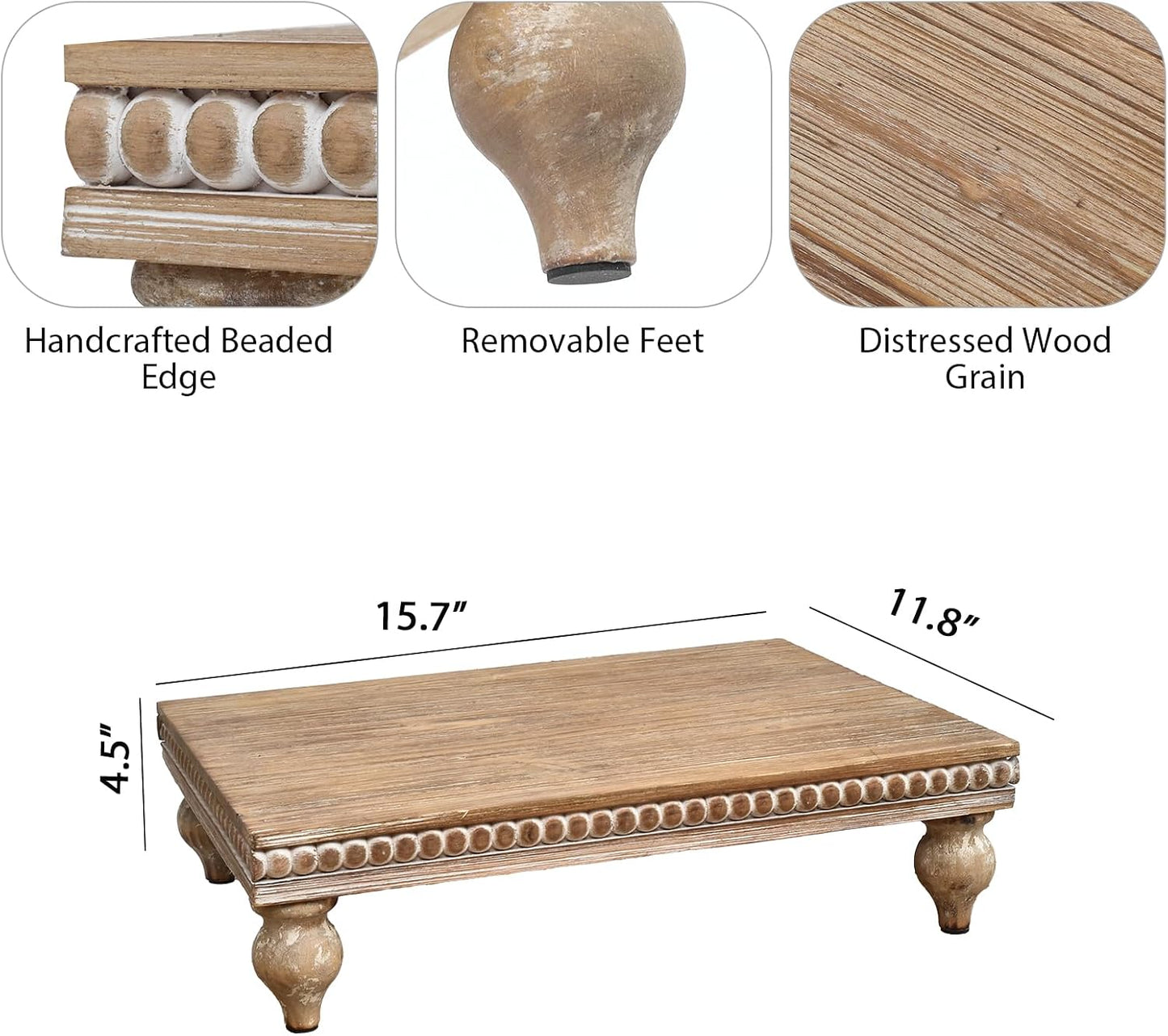 SwallowLiving Farmhouse Wood Riser for Display Decorative, Rustic Shabby Chic Tray for Kitchen Counter, Coffee Bar