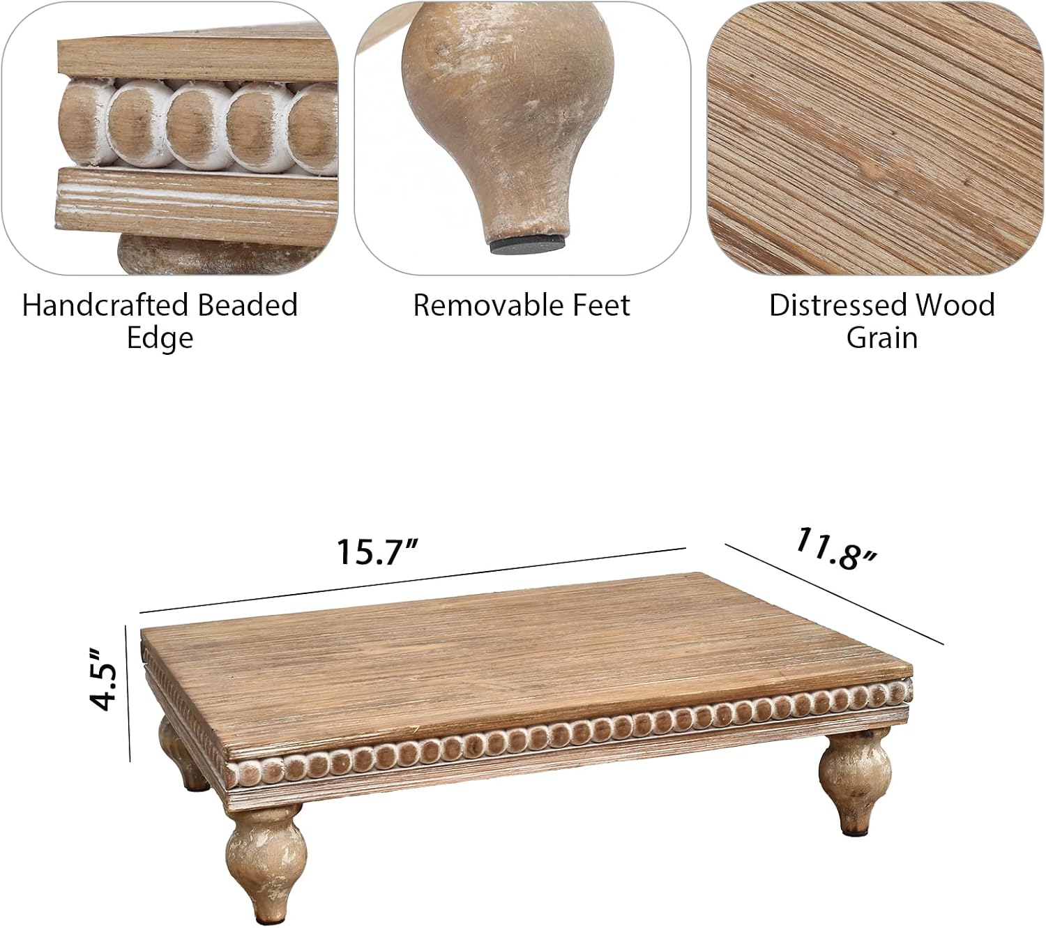 SwallowLiving Farmhouse Wood Riser for Display Decorative, Rustic Shabby Chic Tray for Kitchen Counter, Coffee Bar