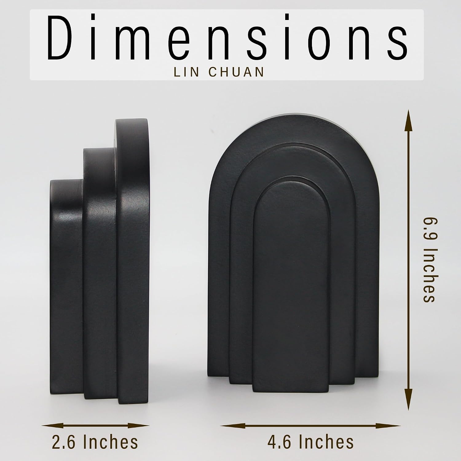 6.6 LBS Modern Book Stopper / Black / Set of 2