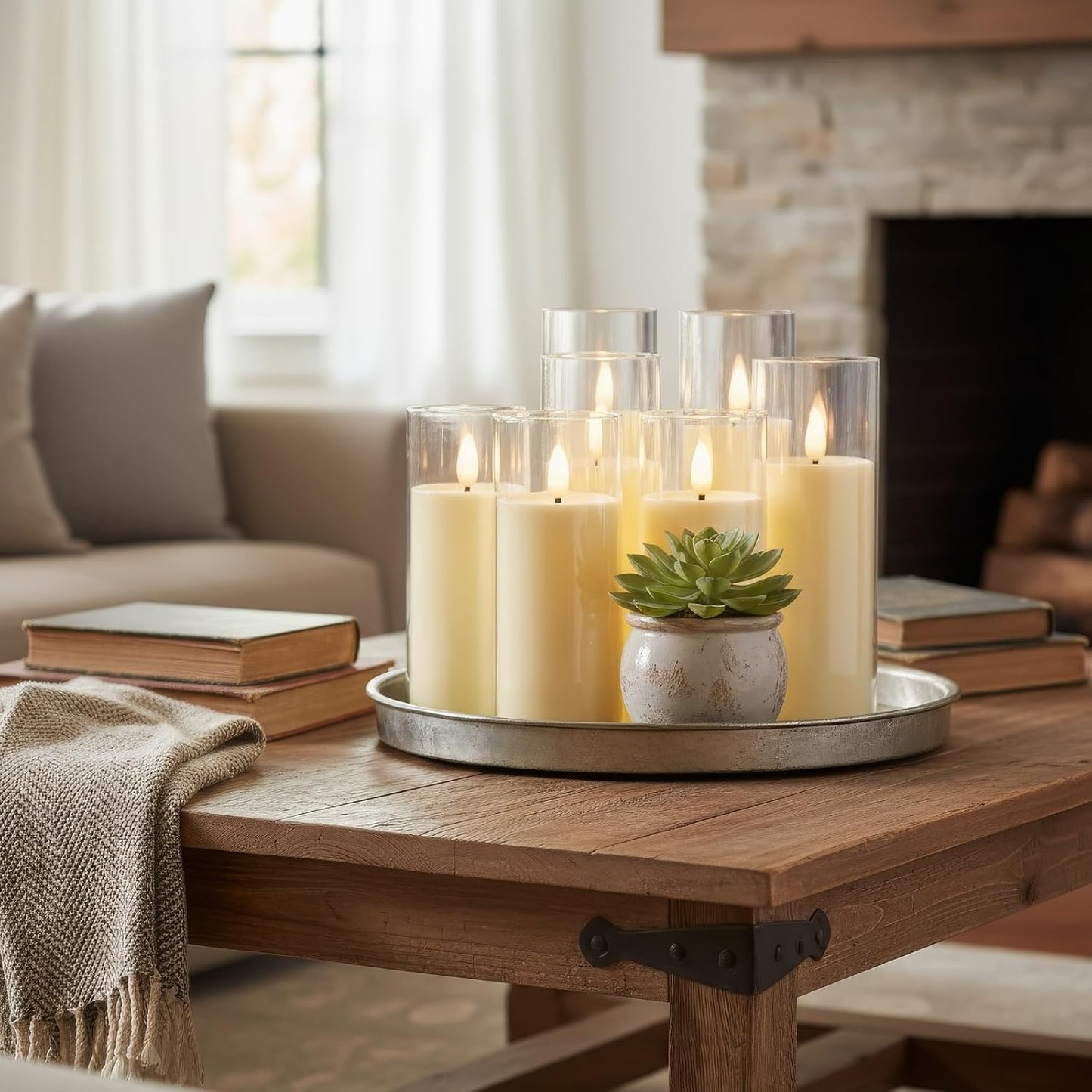 Homemory Ivory Flameless LED Pillar Candles, Remote Timer, 9 Pack | Battery operated flickering LED pillar c, les, dual
