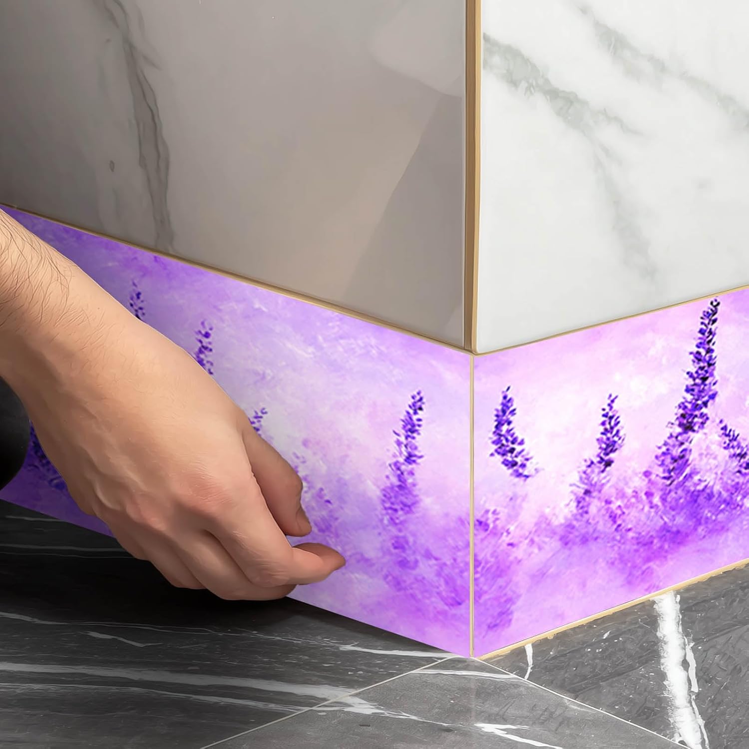 Wallpaper Border Peel and Stick Wall Accent PVC Lavender / Lavender Mist Flower / Purple / 4 x 196