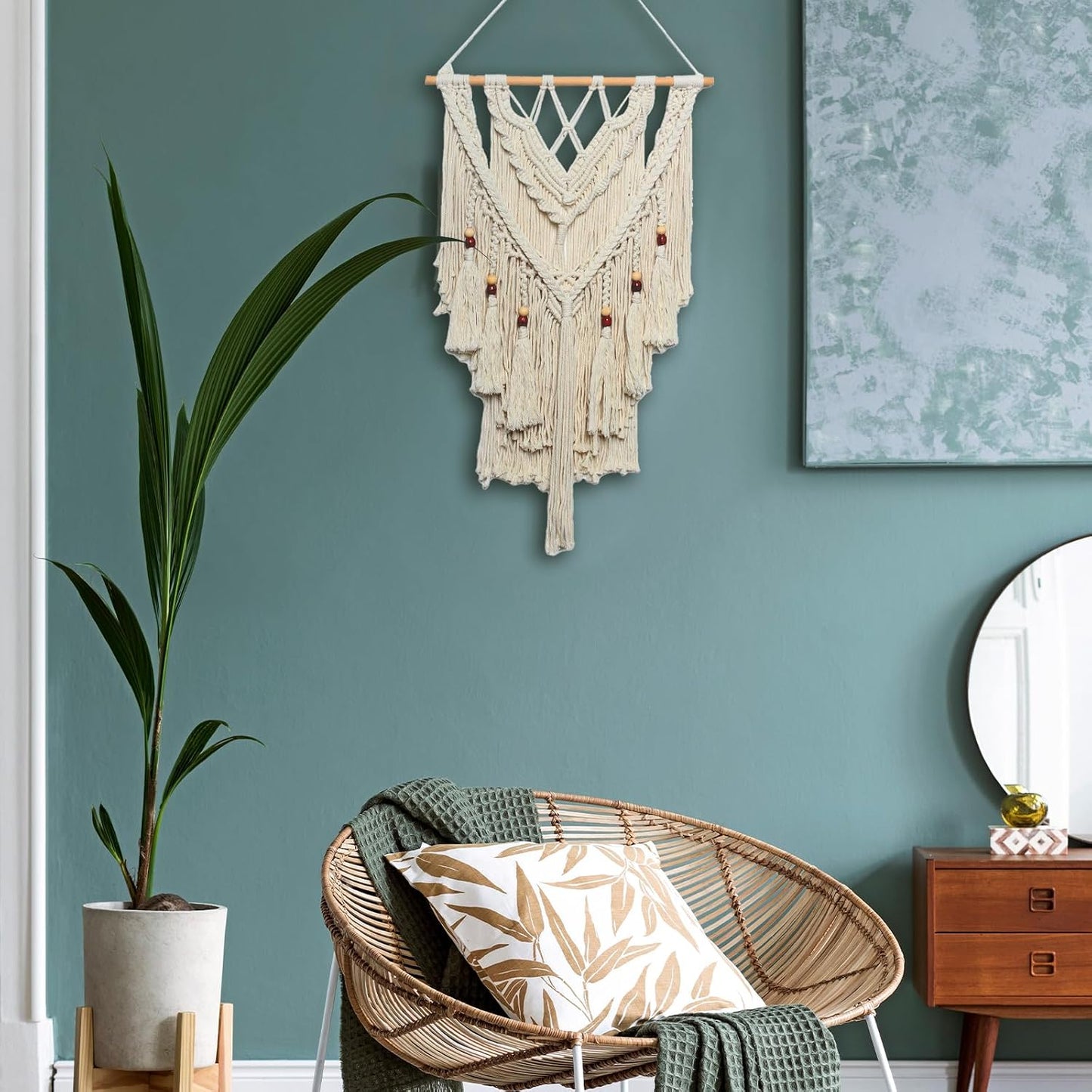 Macrame Woven Wall Hanging / White Fringe
