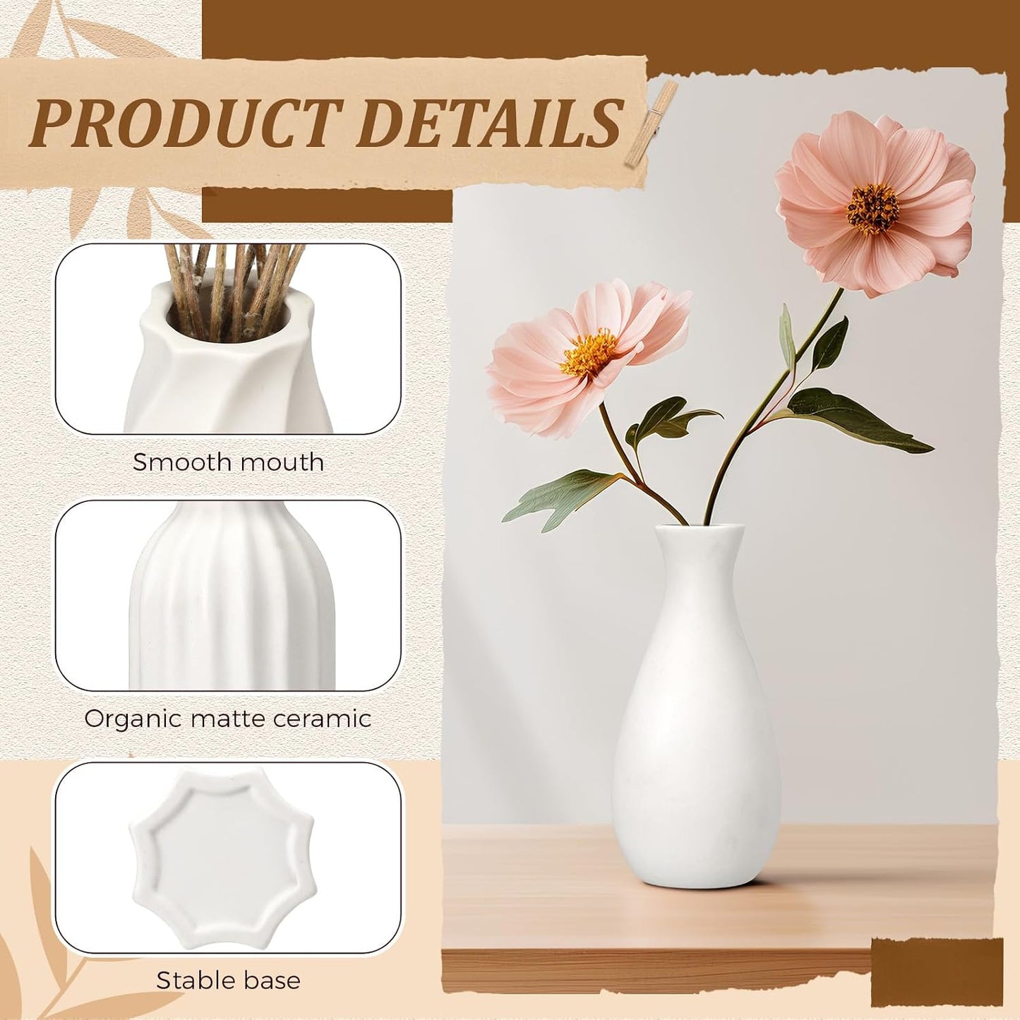 5'' Ceramic Bud Vase Bulk Boho Rustic Small Flower Vase / White / Set of 24
