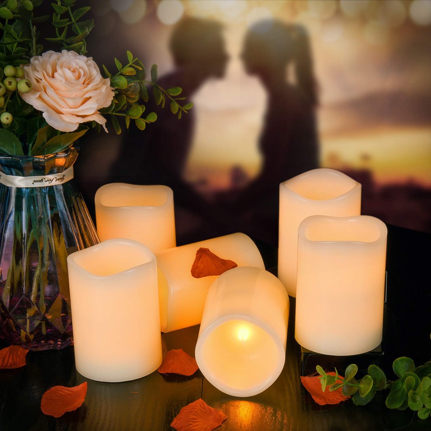 AKU TONPA Flameless Candles Battery Operated Pillar Real Wax Flickering Electric LED Candle Gift Sets with Remote