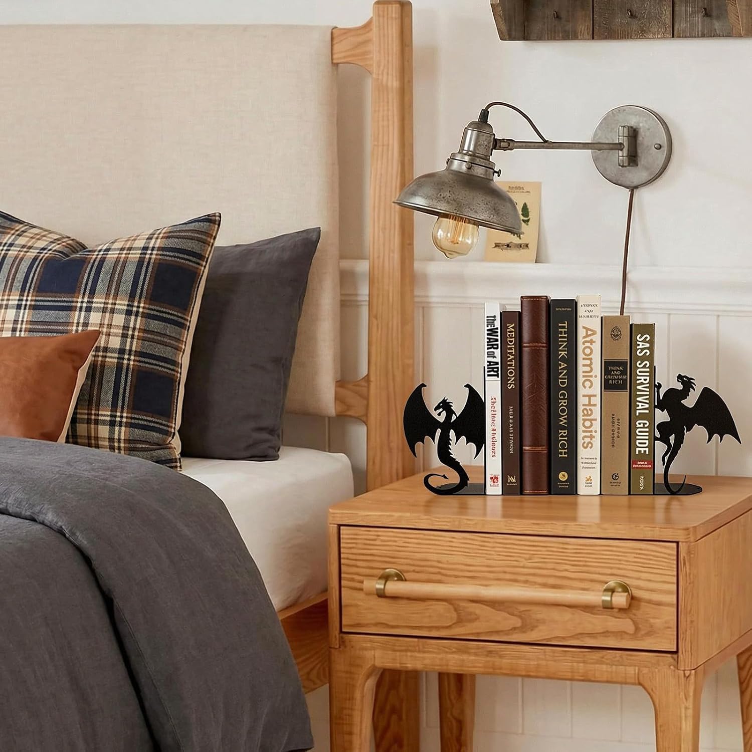 Dragon Bookends Decorative Metal Book Ends / Black Dragon