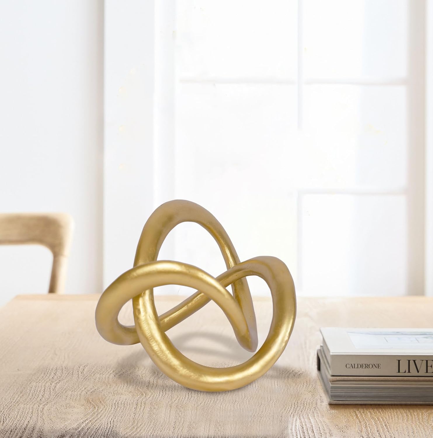 Modern Geometric Sculpture Knot Statue Decor Tabletop Sculpture and Figurines / Round / Gold