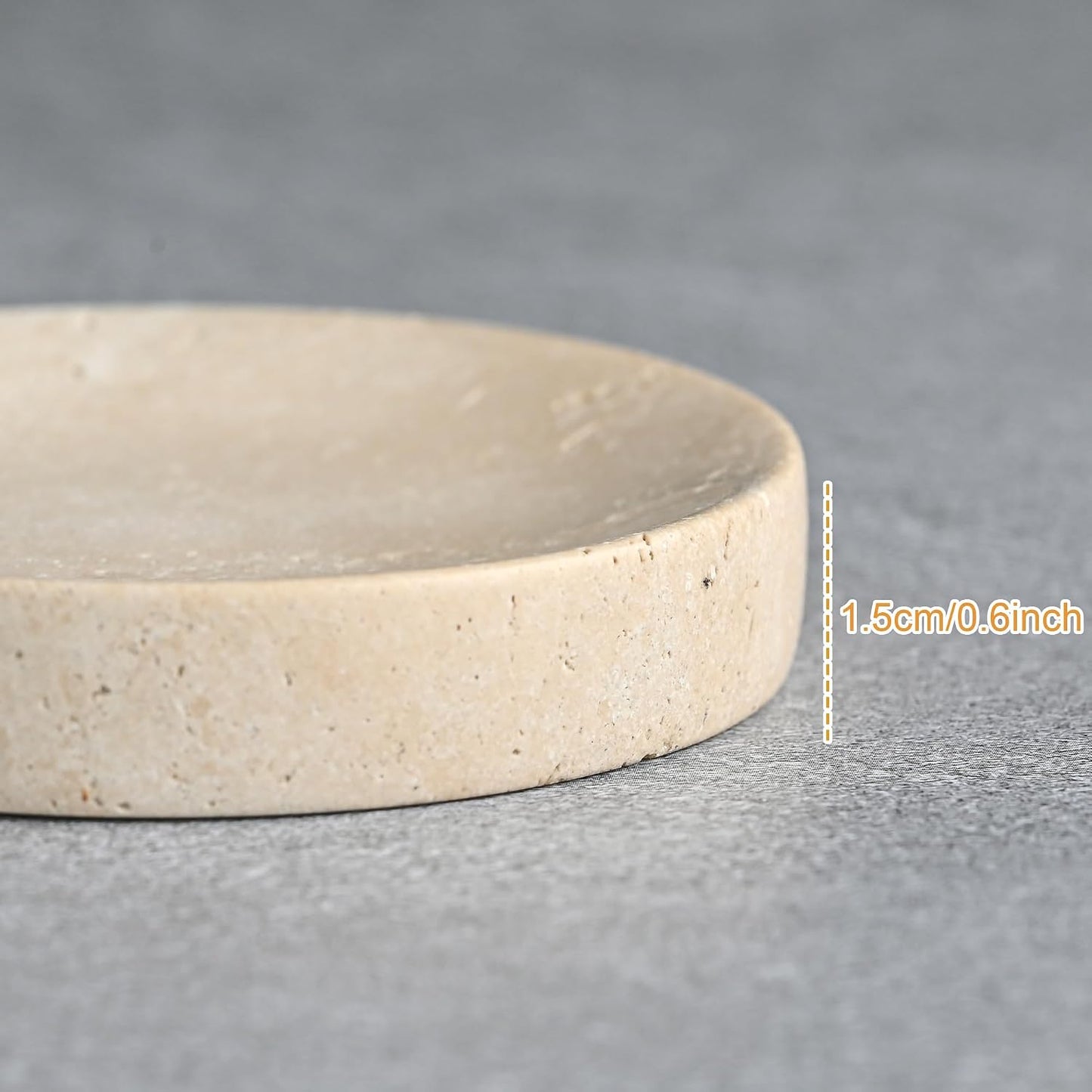 Natural Beige Stone Trinket Tray for Rings Earrings Necklaces / Beige Travertine