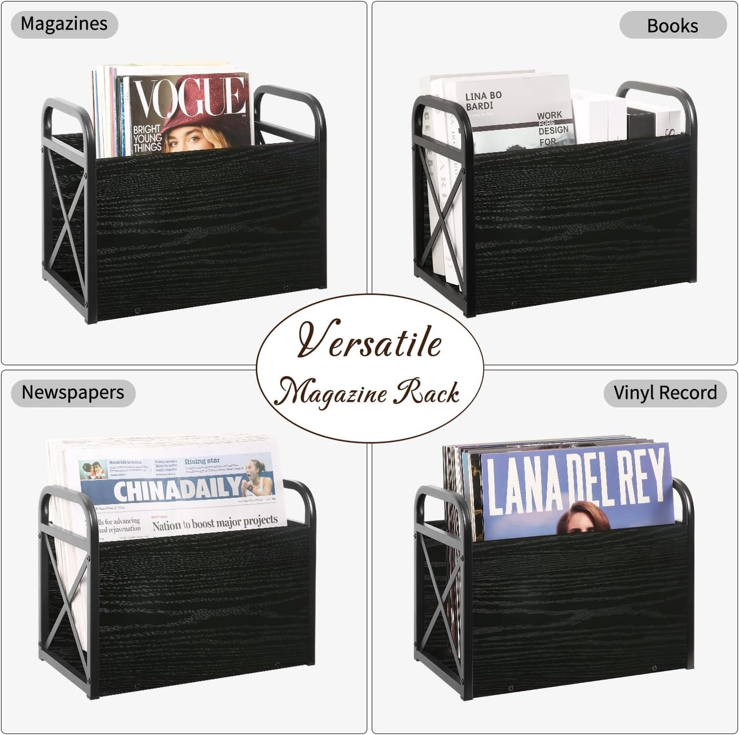 YINMIT Magazine Holder, Magazine Rack Floor, Magazine Storage Basket, Folder Organizer Bin for Books, Newspapers