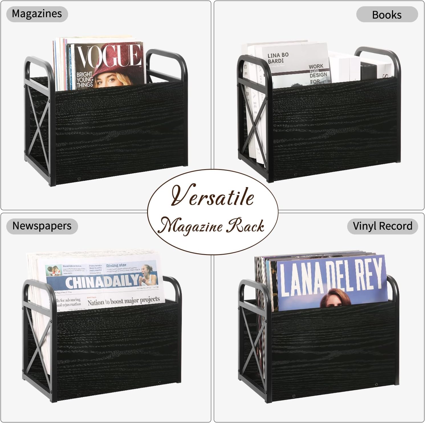 YINMIT Magazine Holder, Magazine Rack Floor, Magazine Storage Basket, Folder Organizer Bin for Books, Newspapers