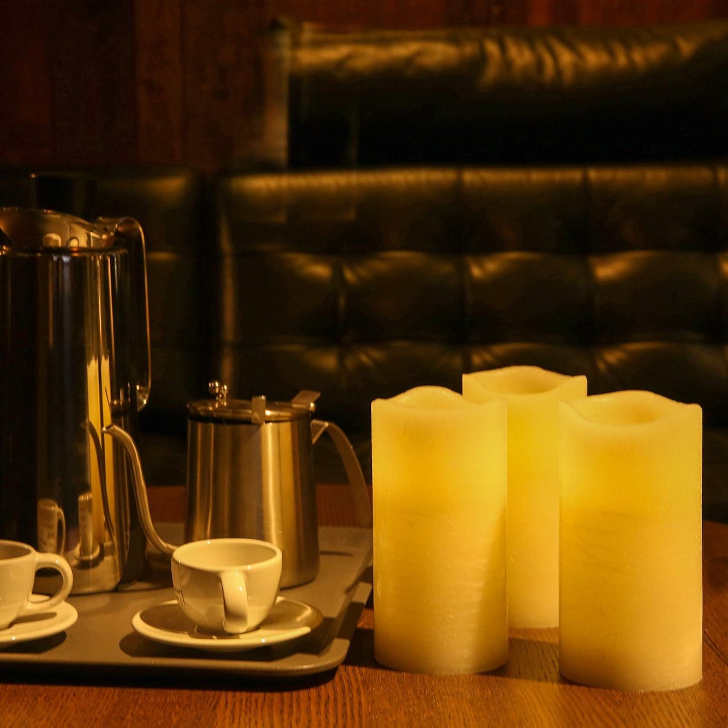 H-BLOSSOM Flameless Candles Battery Operated Real Wax Pillar LED Candles with 10 Key Remote Control Cycling 24 Hours