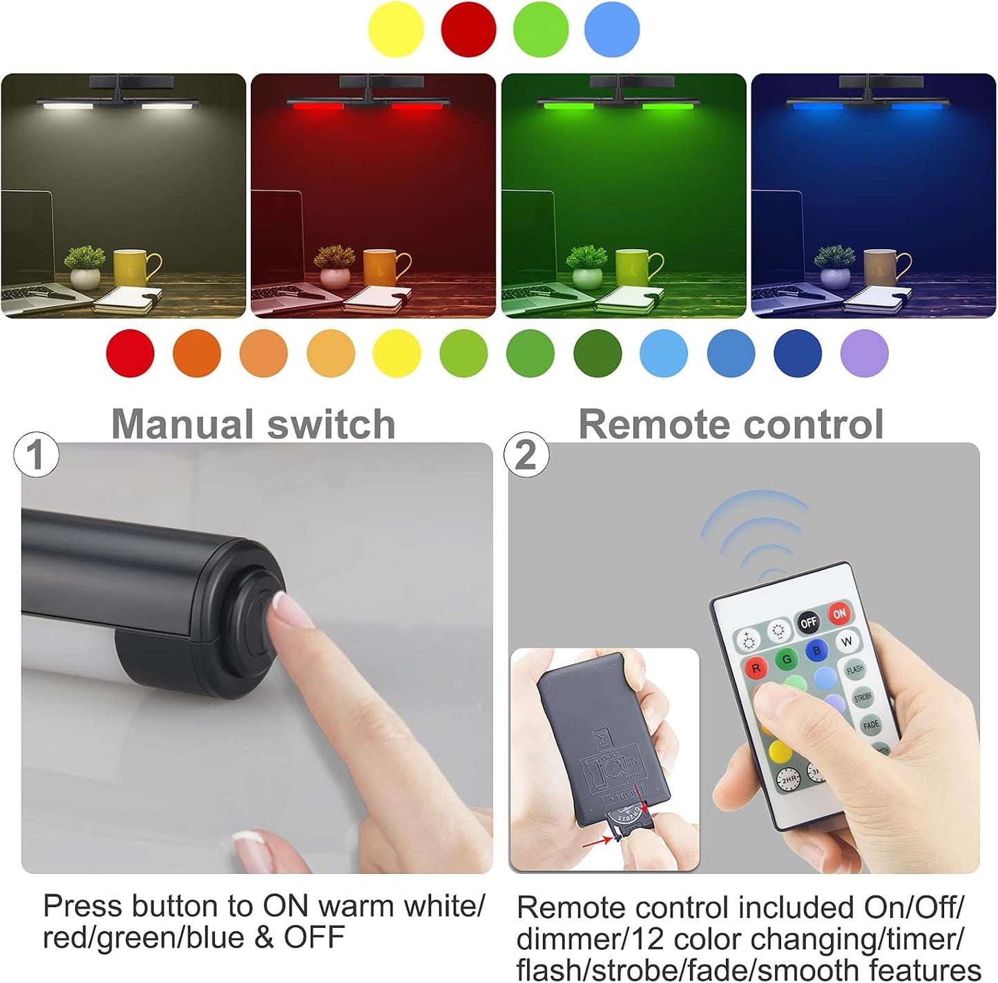 LUXSWAY Picture Lights Rechargeable,Painting Light for Picture with Aluminum Finish,Upgrade 12 Color Changing Art