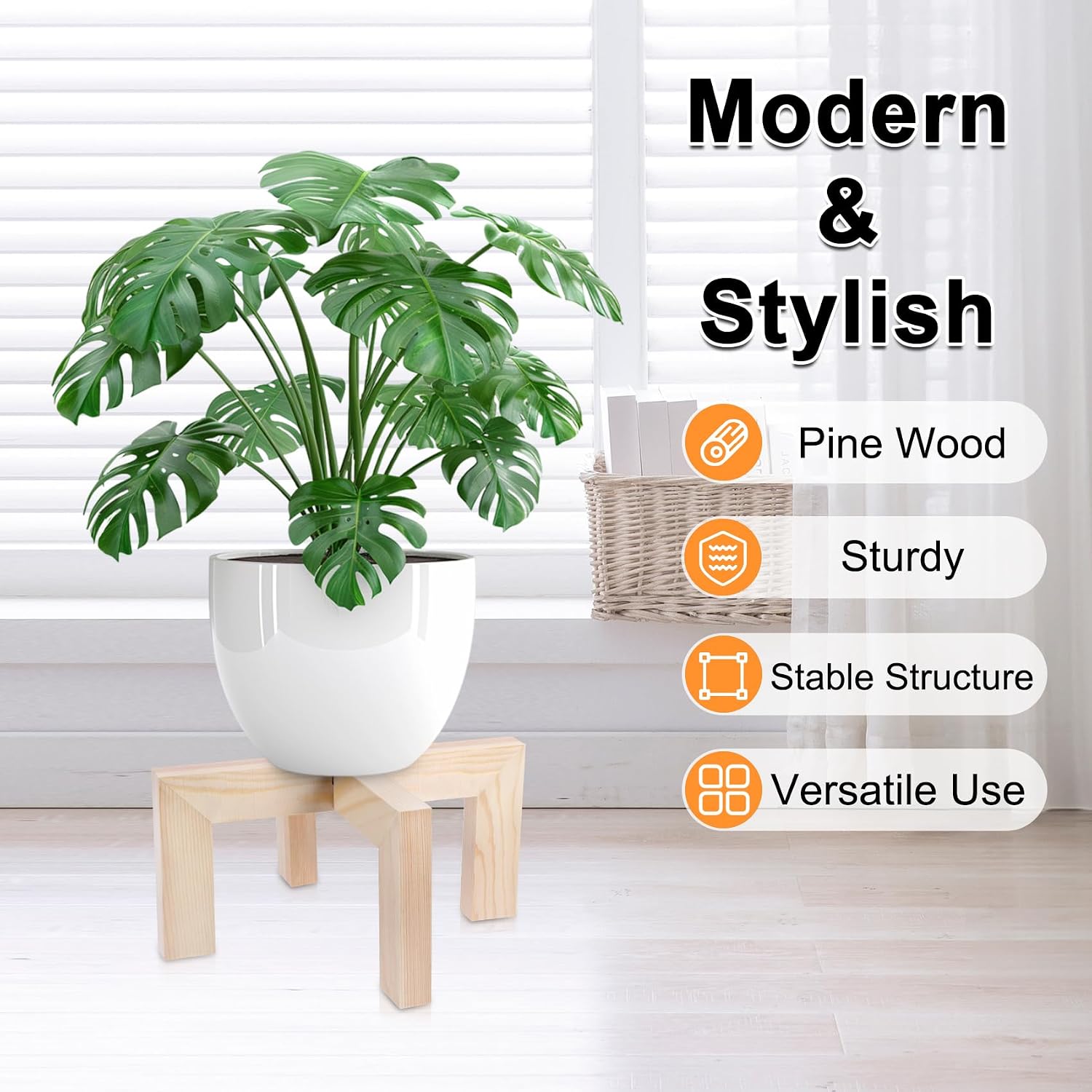 Indoor/Outdoor Wood Plant Holder / Nature / Fit 5-15inch Pots / 15 Inch