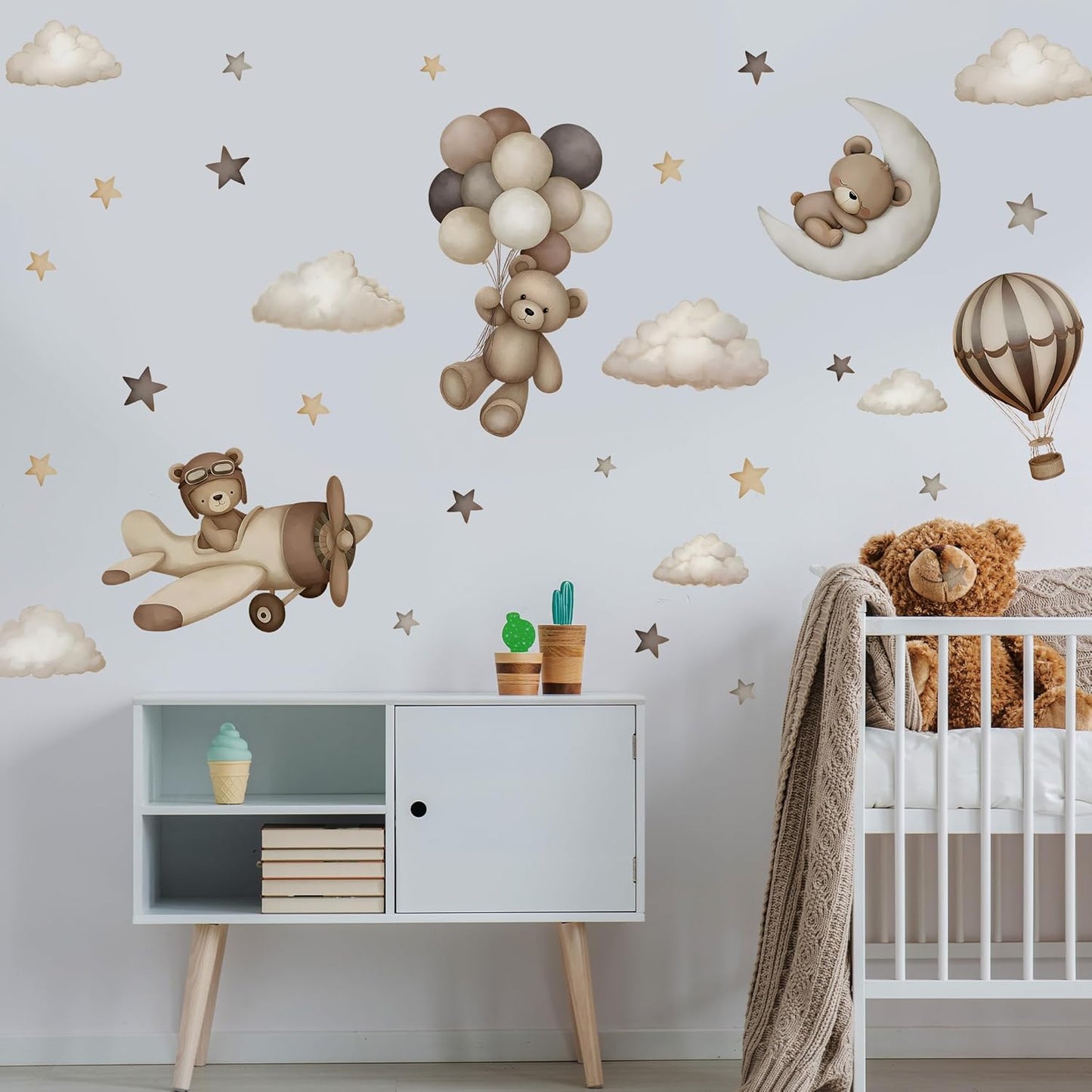 Teddy Bear Wall Decals / Coffee Brown Bear Wall Decal