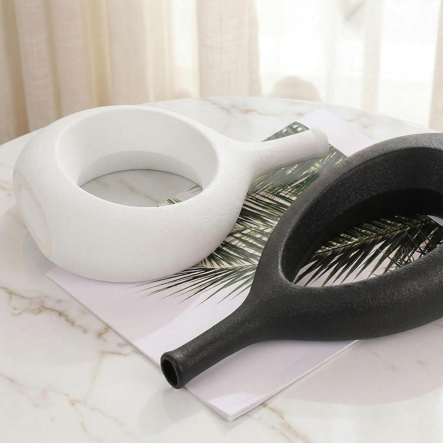 Boho Circle Vase / Big Black Little White / Set of 2