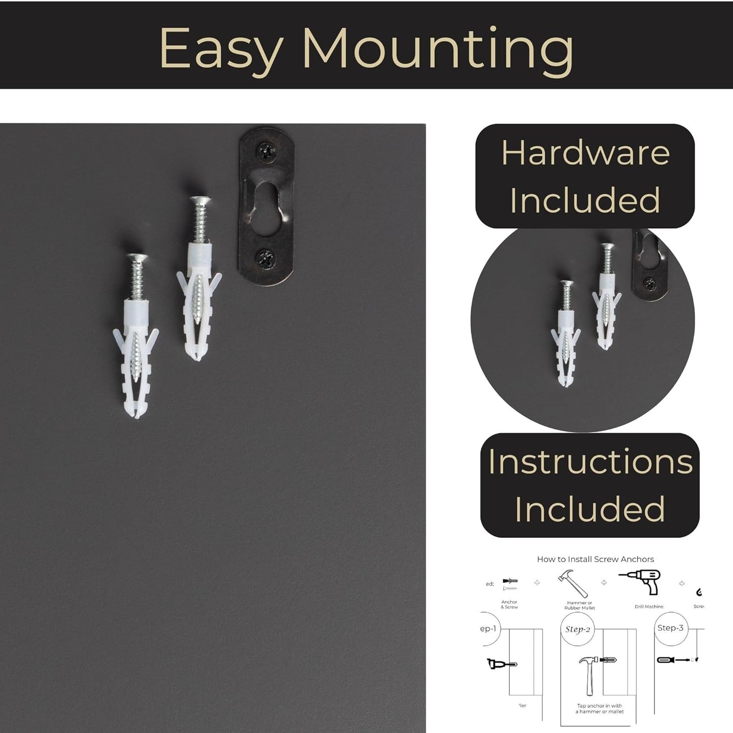 Wall-Mounted Mail and Key Holder in Grey Wood / Gray