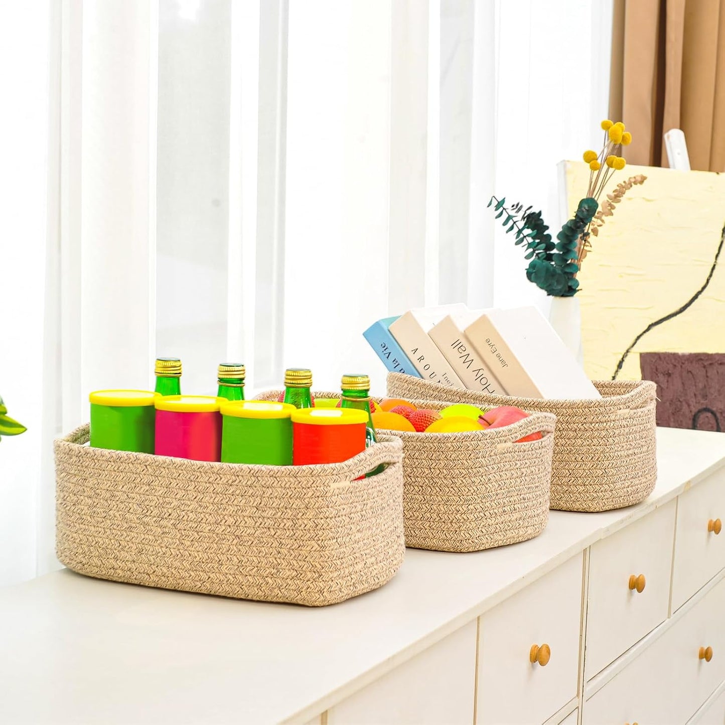 Woven Storage Baskets / 13 x 8.5 x 5.1 / Brown