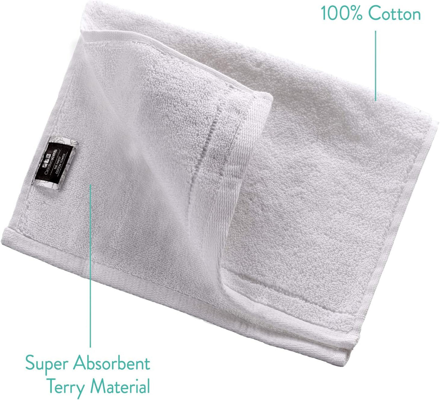 Creative Scents Cotton Fingertip Towel Set - 4 Pack - 11 x 18 Inches Decorative Extra-Absorbent and Soft Terry, Small